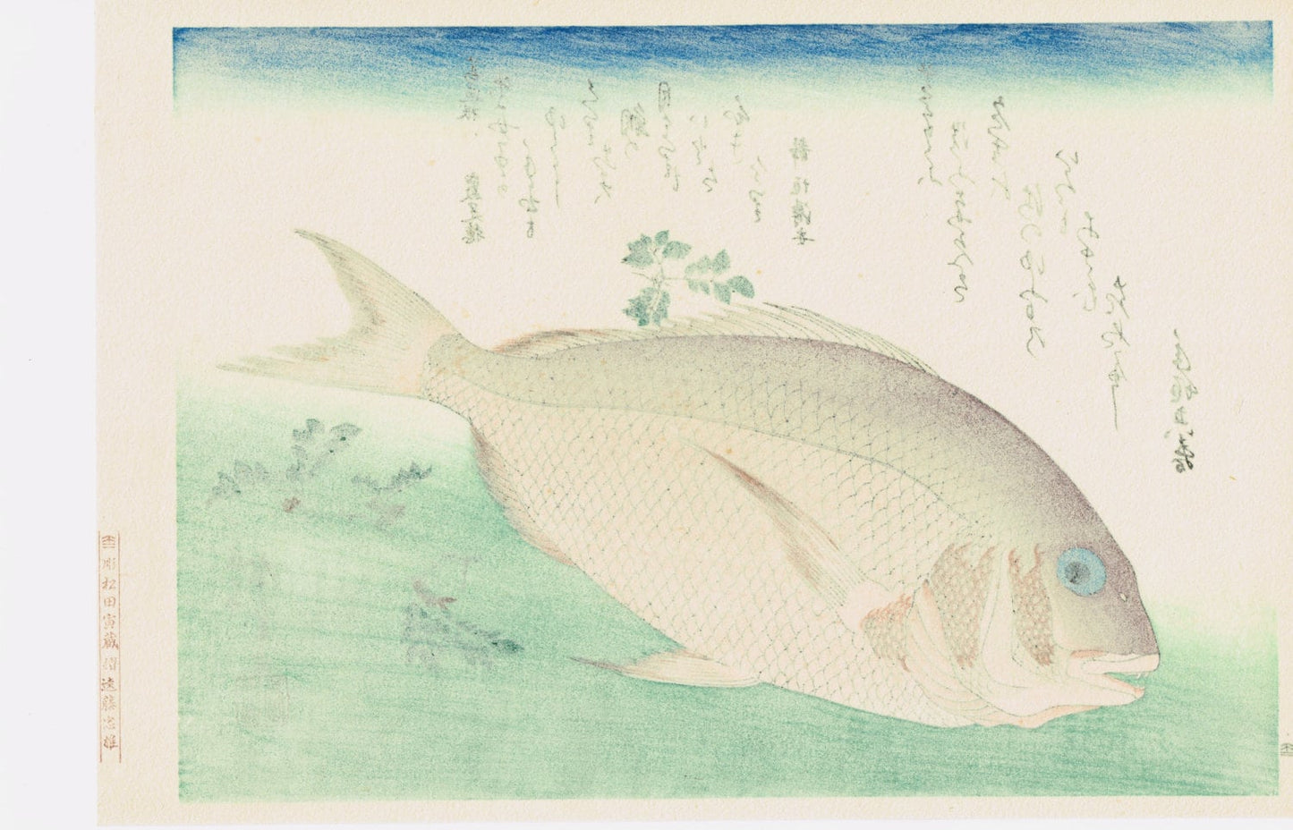 Japanese Ukiyoe, Woodblock print, Hiroshige, "Sea Bream & Japanese Pepper"