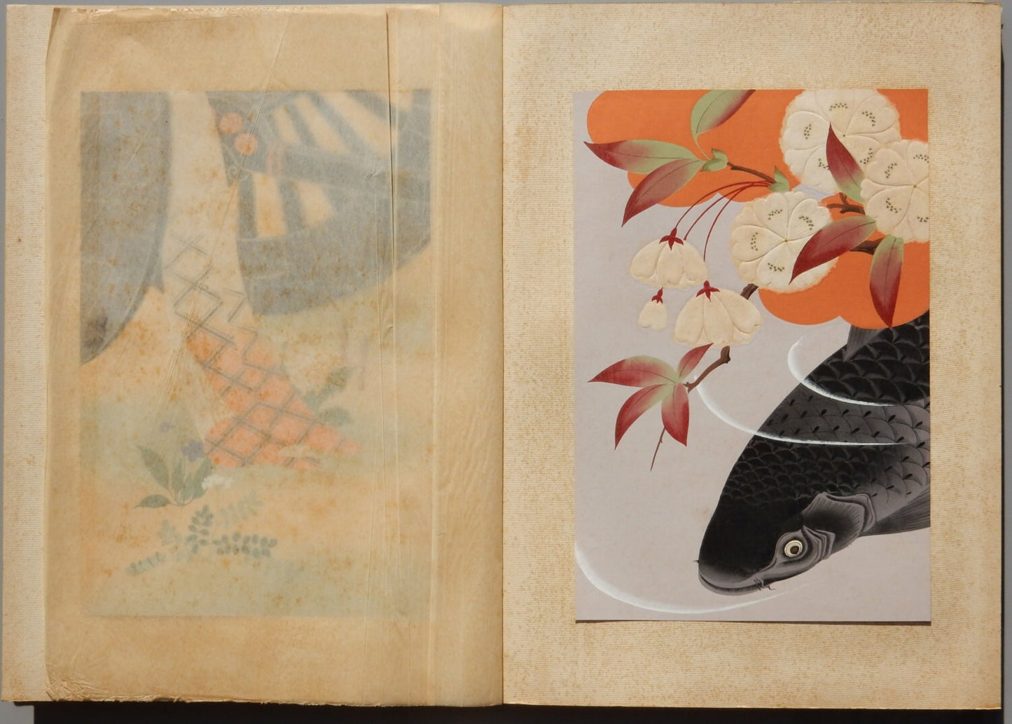 1933, Japanese original woodblock print book, Hattori Torazo, "Yamato-e Monyo Four Seasons, Spring vol.1"
