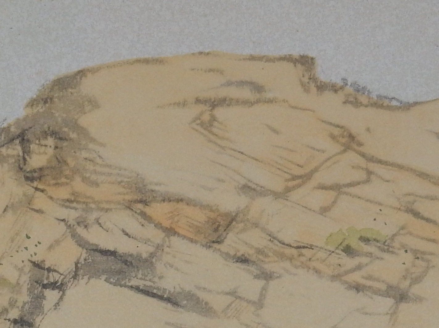 1936, Japanese antique print, Takeuchi Seihō, "Yellow River, Cave dwelling"