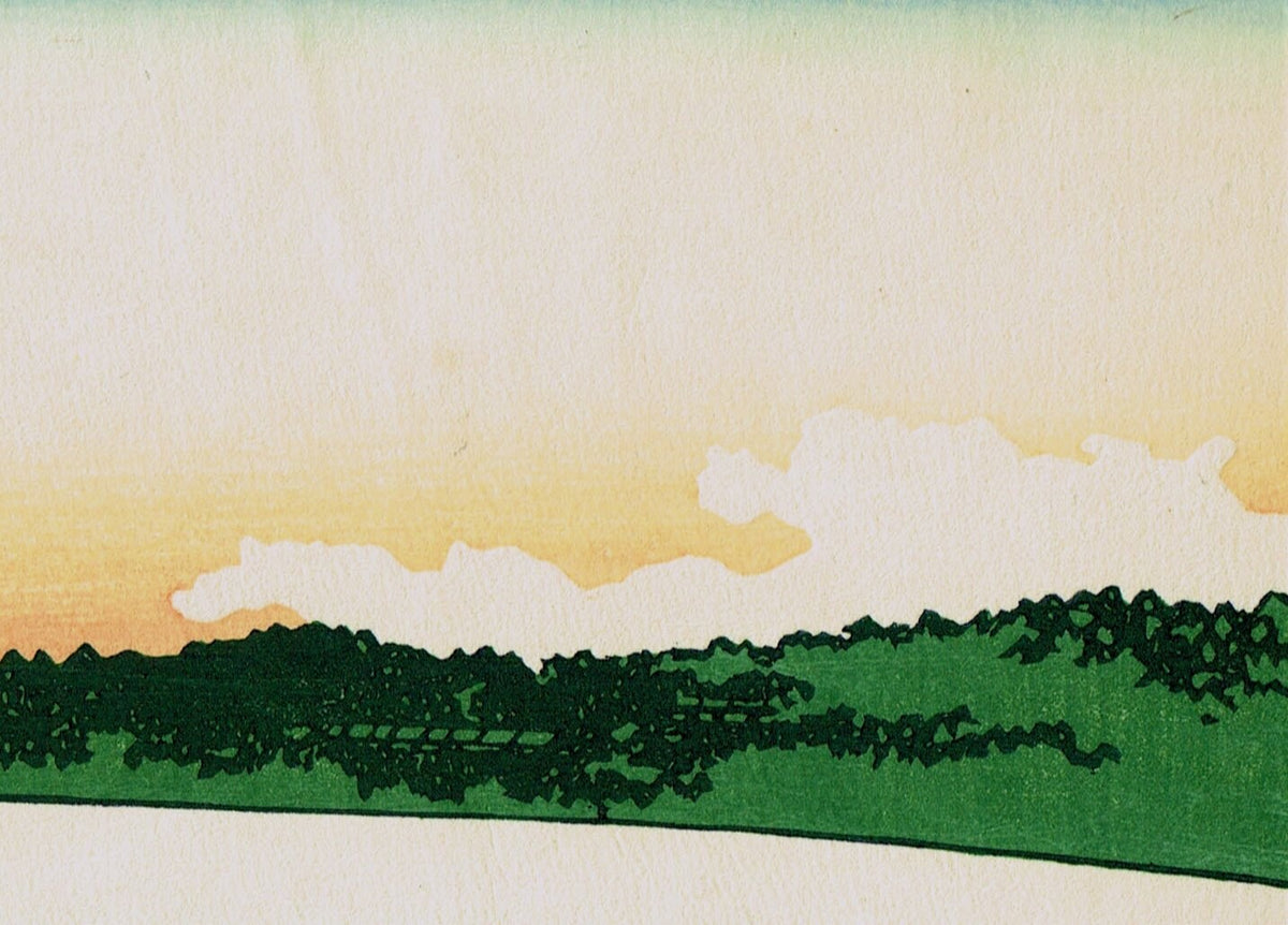 Japanese Ukiyo-e Woodblock print, Hokusai, "Tsukuda Island in Musashi Province, from the series Thirty-six Views of Mount Fuji"