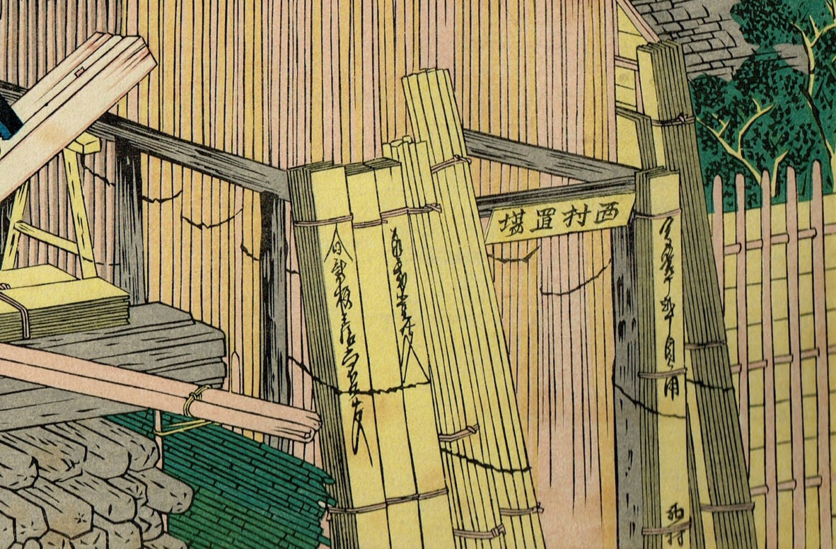 Japanese Ukiyo-e Woodblock print, Hokusai, "Tatekawa in Honjo, from the series Thirty-six Views of Mount Fuji"