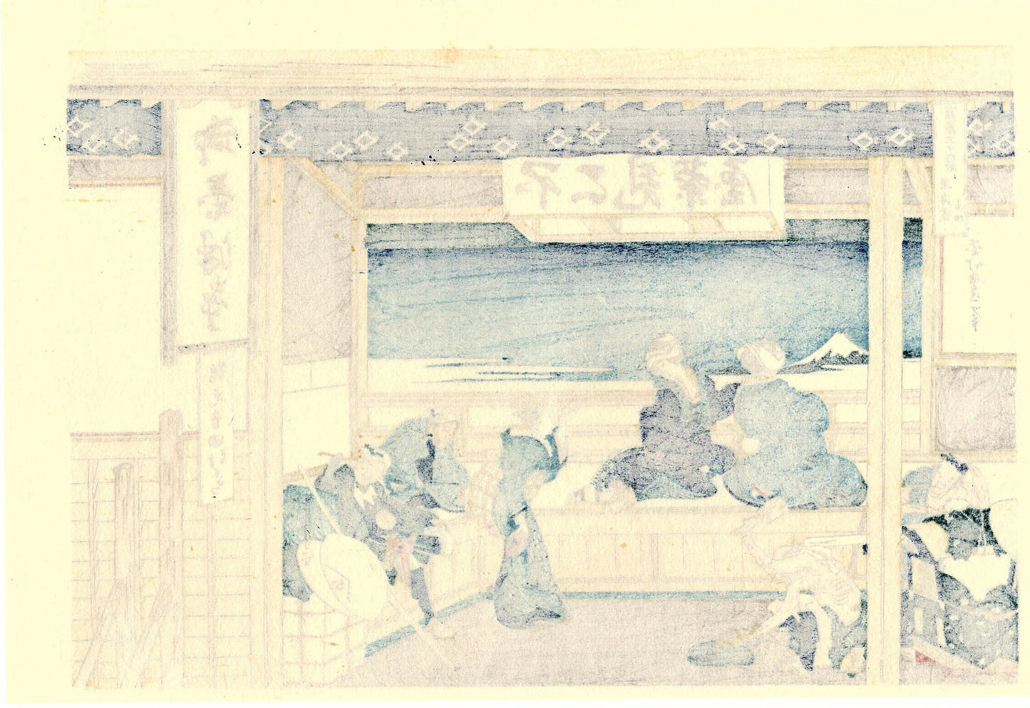 Japanese Ukiyo-e Woodblock print, Hokusai, "Thirty-six Views of Mount Fuji, Yoshida at Tōkaidō"