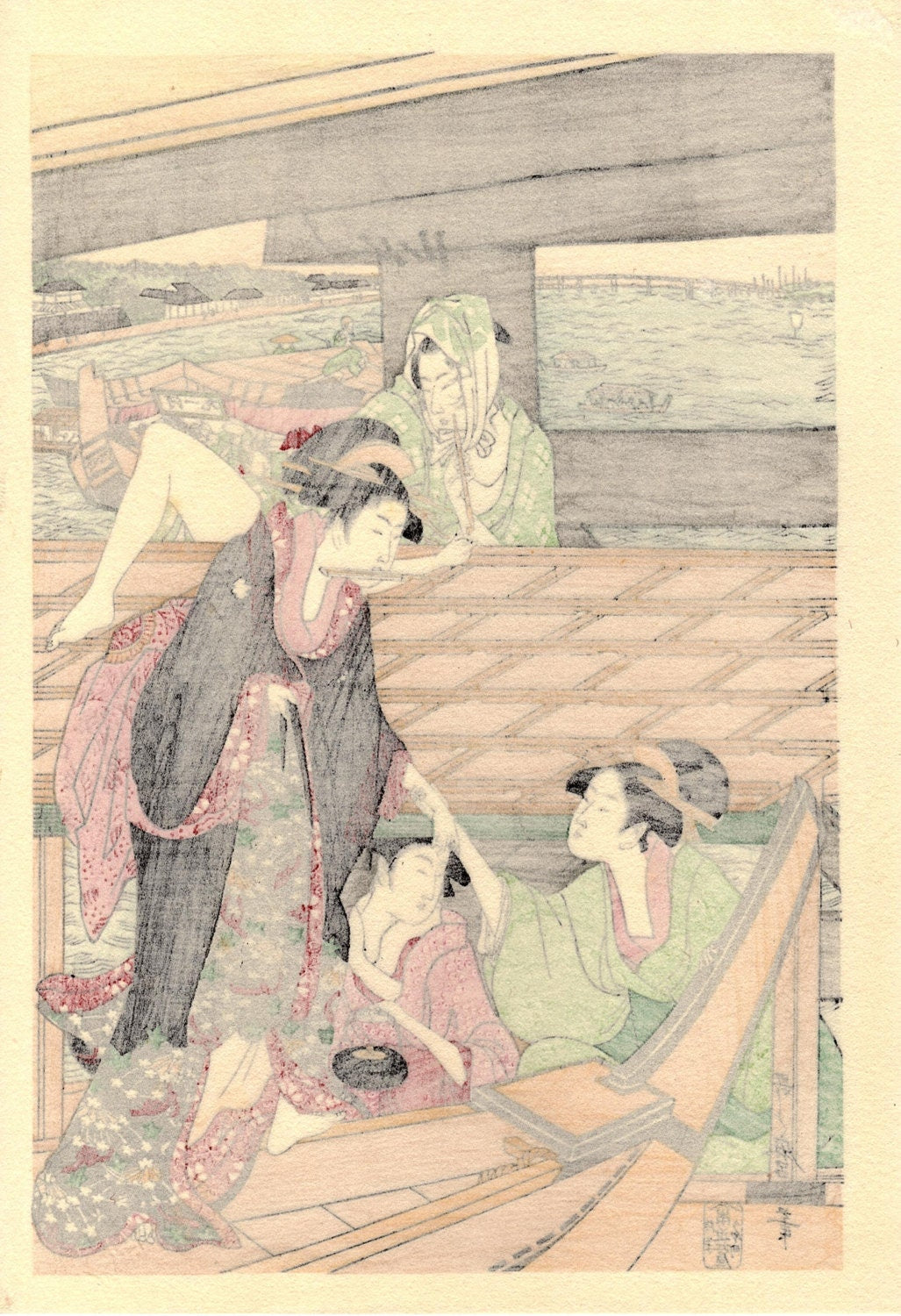 Japanese Ukiyoe, Woodblock print, Utamaro, "On Top of and beneath" 3