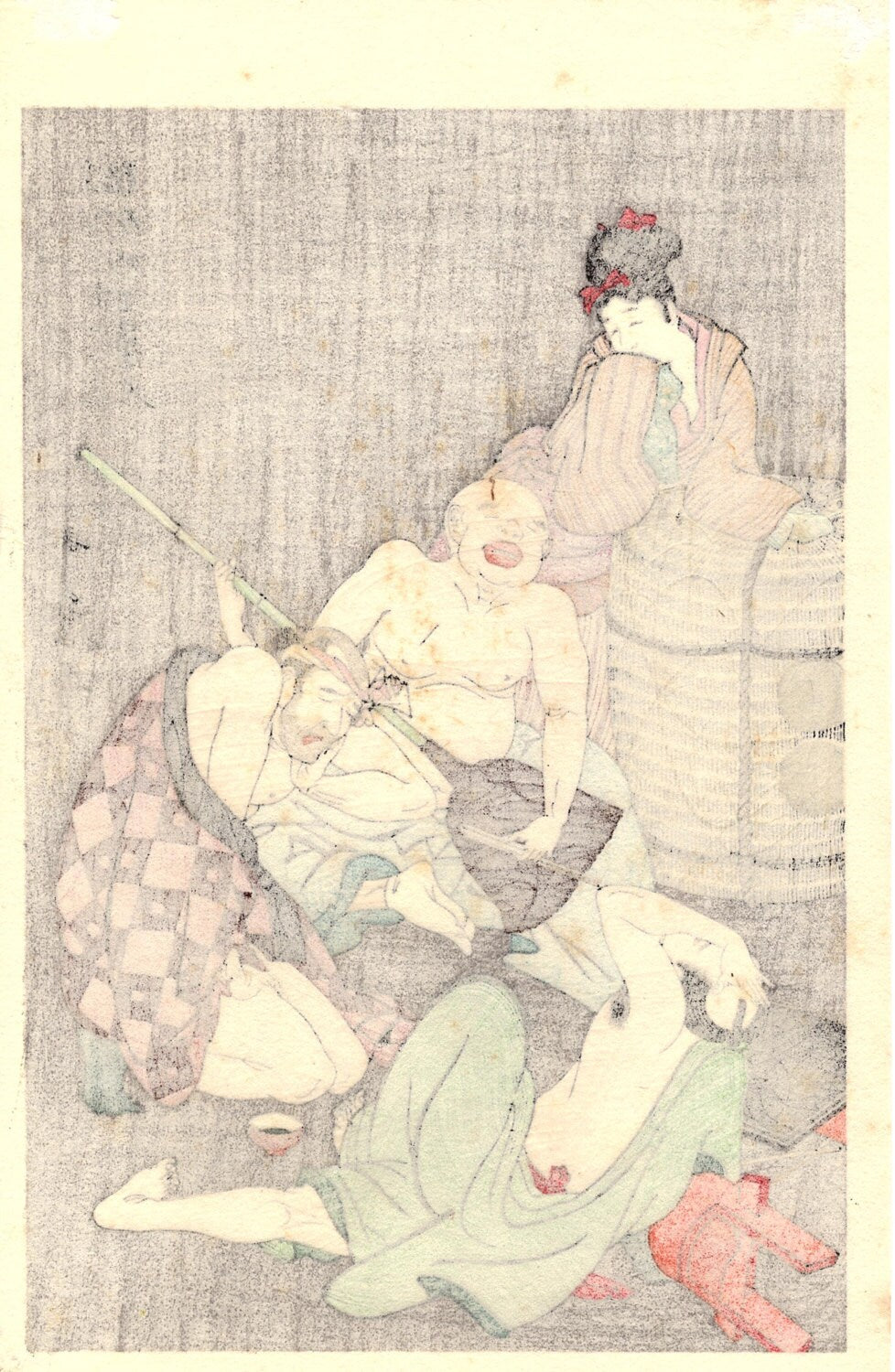 Japanese Ukiyoe, Woodblock print, antique, Utamaro, "Seven Strange Men" 3