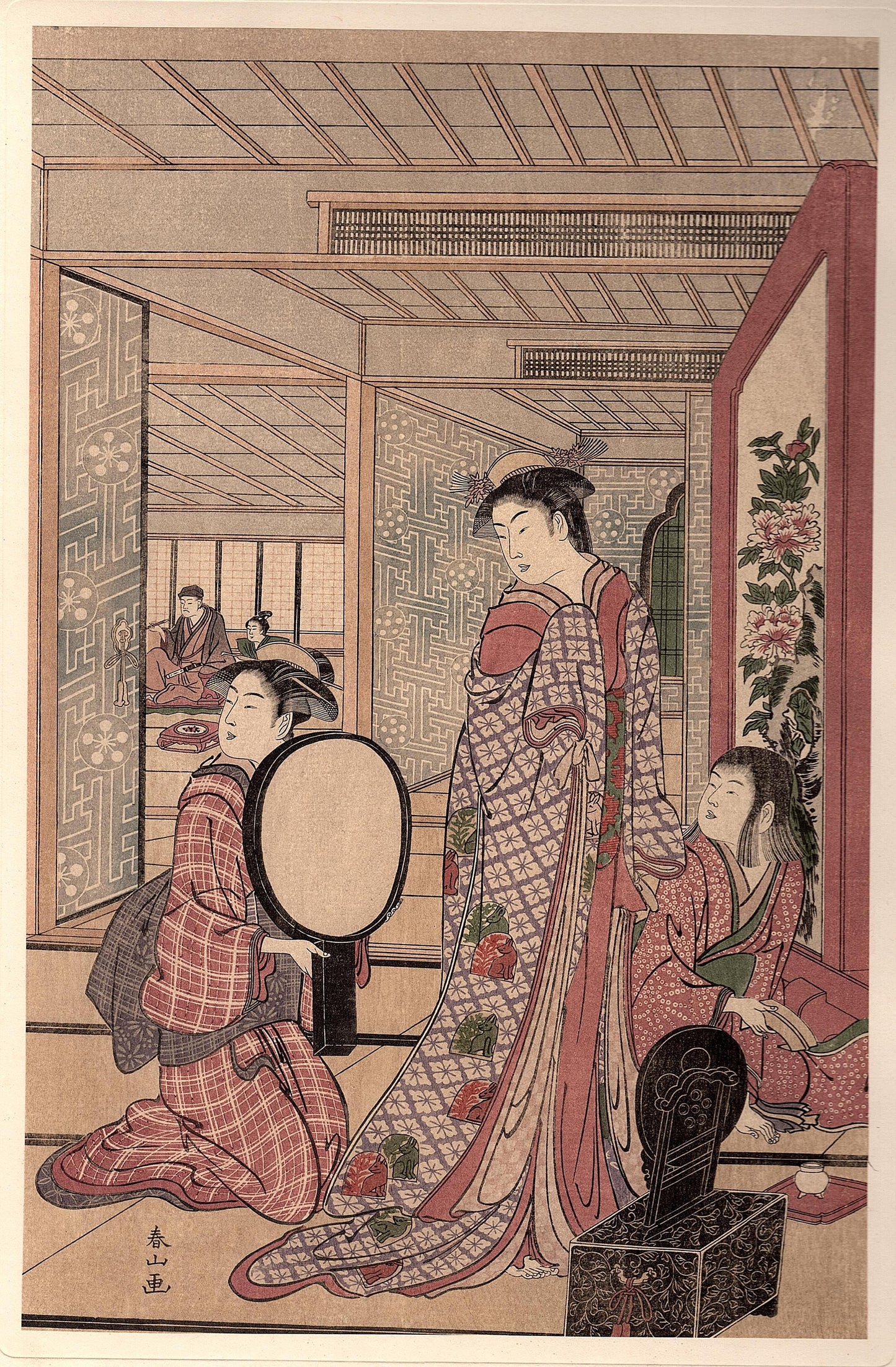 Japanese antique Ukiyoe, woodcut print, 1906, Japanese antique woodblock print, Katsukawa Shunzan, from Ukiyoe-ha-gashu.