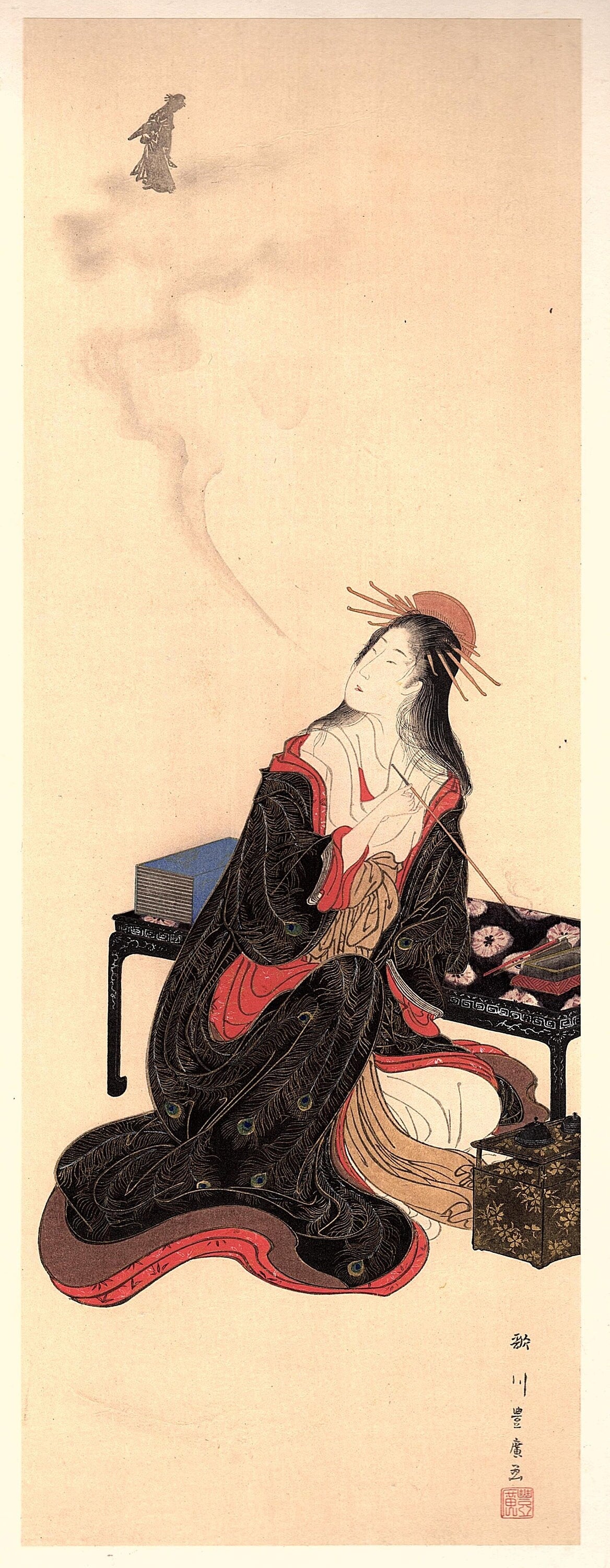 Japanese antique Ukiyoe, woodcut print, 1906, Japanese antique woodblock print, Utagawa Toyohiro, from Ukiyoe-ha-gashu.