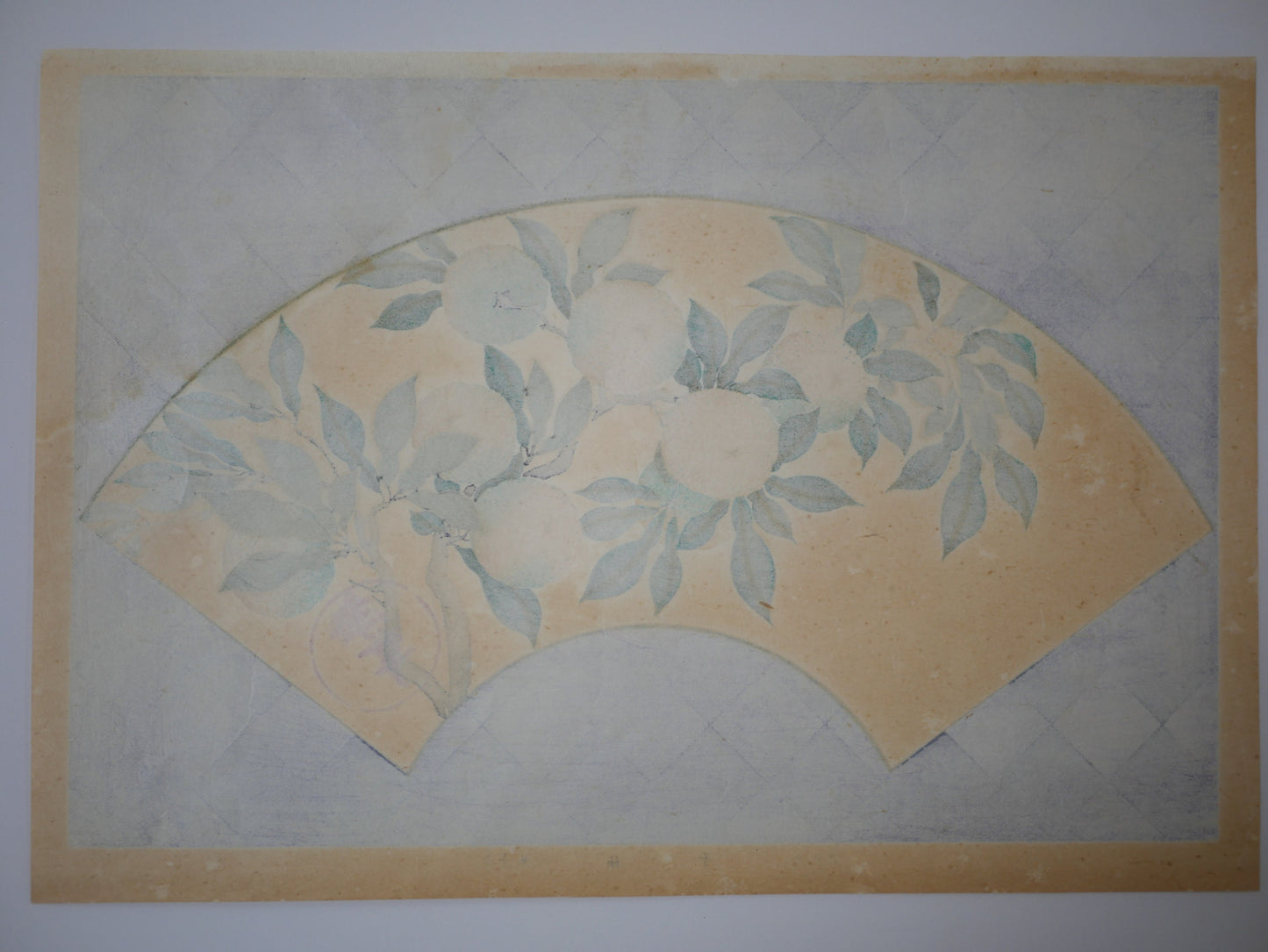1931, Japanese antique woodblock print, Tawaraya Sotatsu, "Album of Hundred Flowers by Artists of Rinpa School, Yuzu", woodcut print.