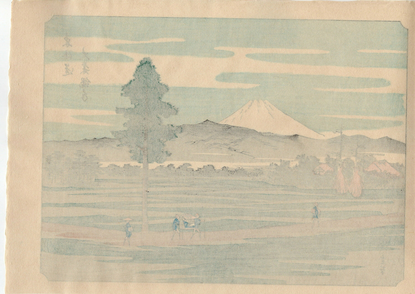 Japanese Ukiyoe, woodcut print, Hiroshige, "100 Views of Mt.Fuji".