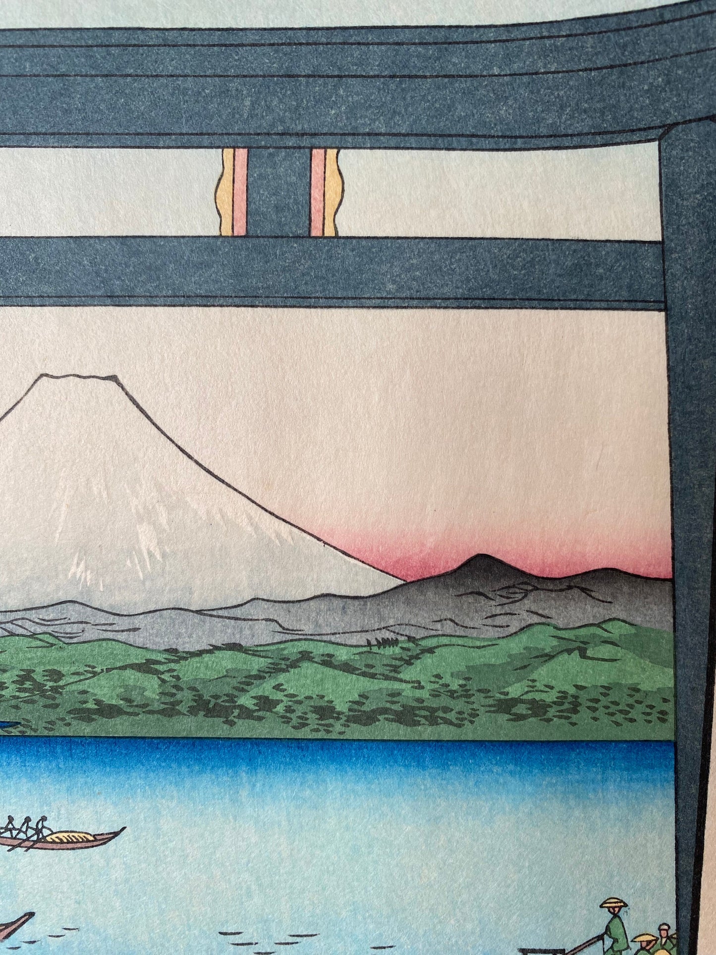 Japanese Ukiyo-e Woodblock print, Hiroshige, "Entrance To Enoshima in Sagami Province (Sagami Enoshima iriguchi)".