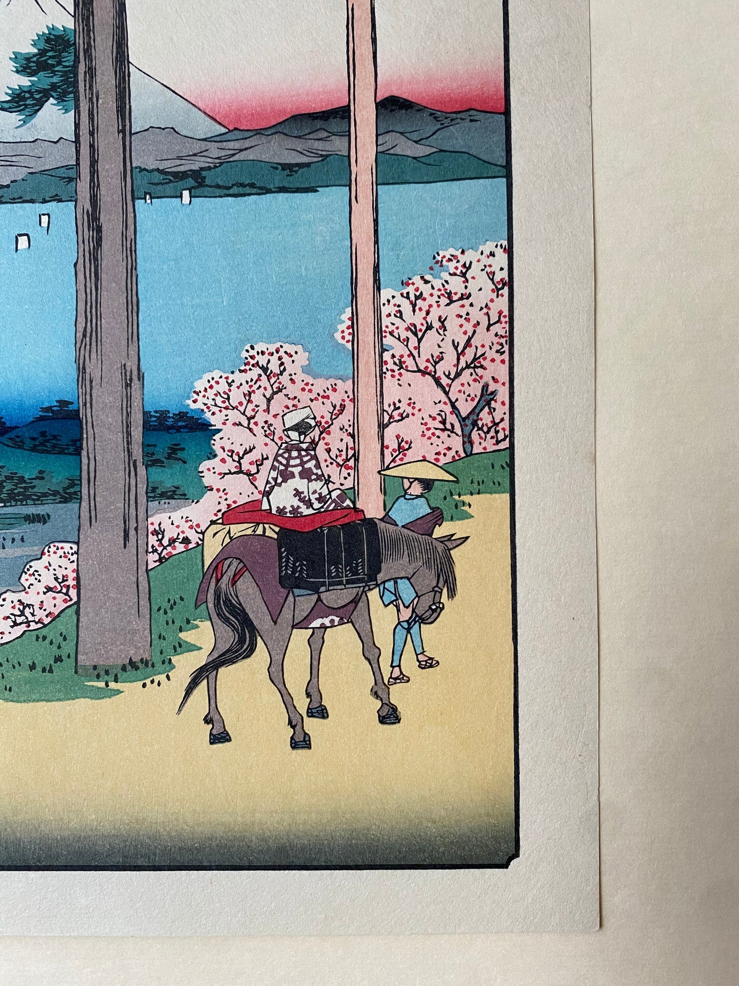 Japanese Ukiyo-e Woodblock print, Hiroshige, "Rokusozan in Kazusa Province (Kazusa Rokusozan)".