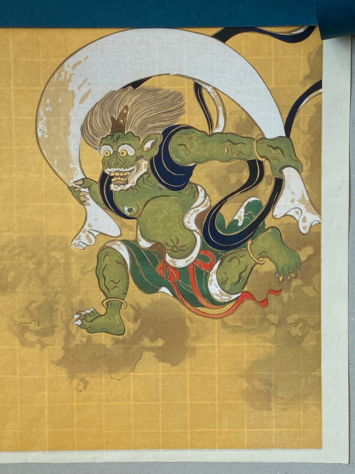 Japanese woodblock print, 1983, Large size, Sotatsu TAWARAYA, "Wind and Thunder Gods".