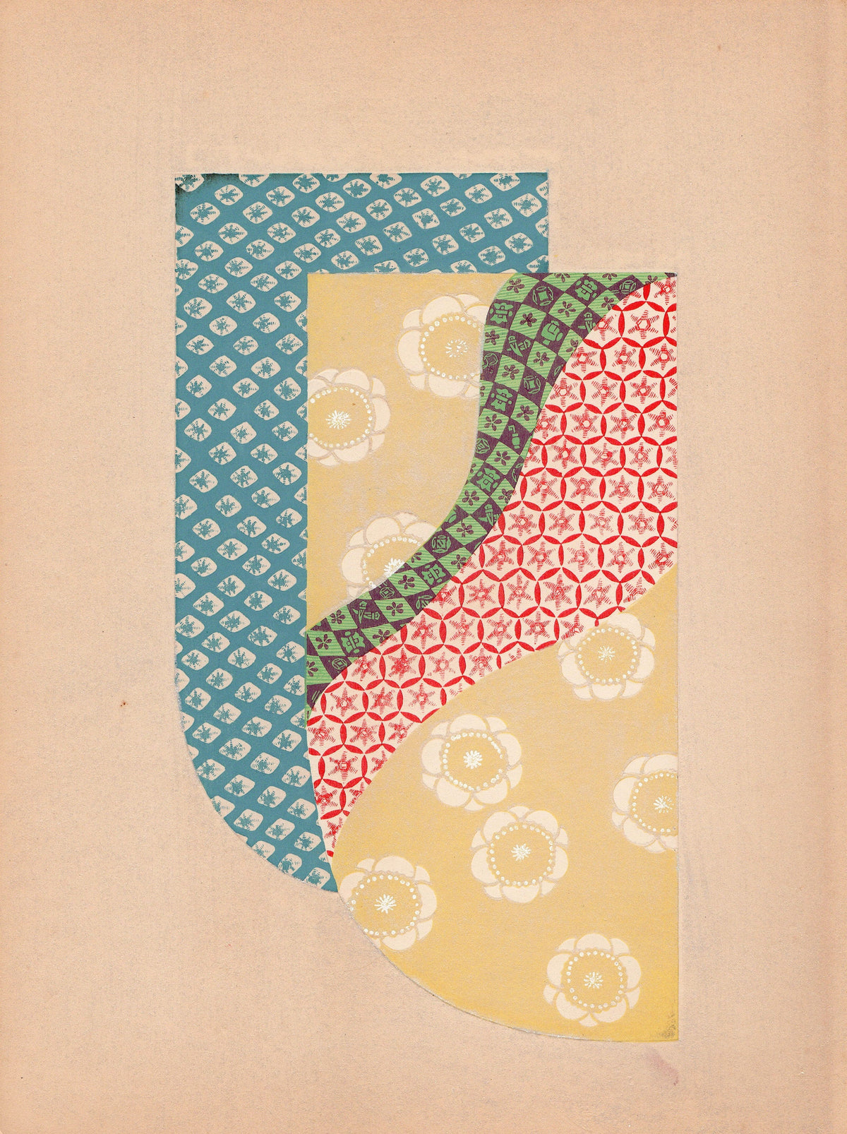 Japanese antique woodblock print, Design, 1936, Kano Shuho, Kimono Design.