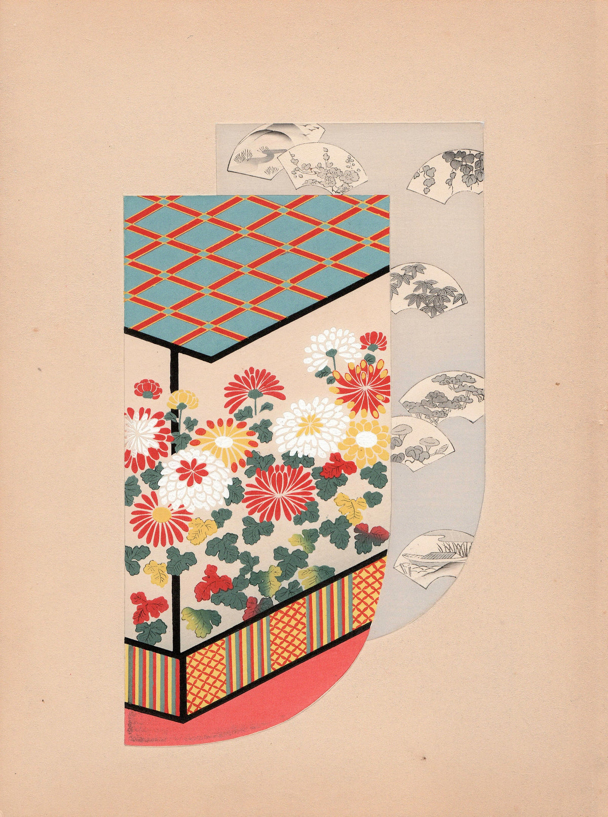 Japanese antique woodblock print, Design, 1936, Kano Shuho, Kimono Design.