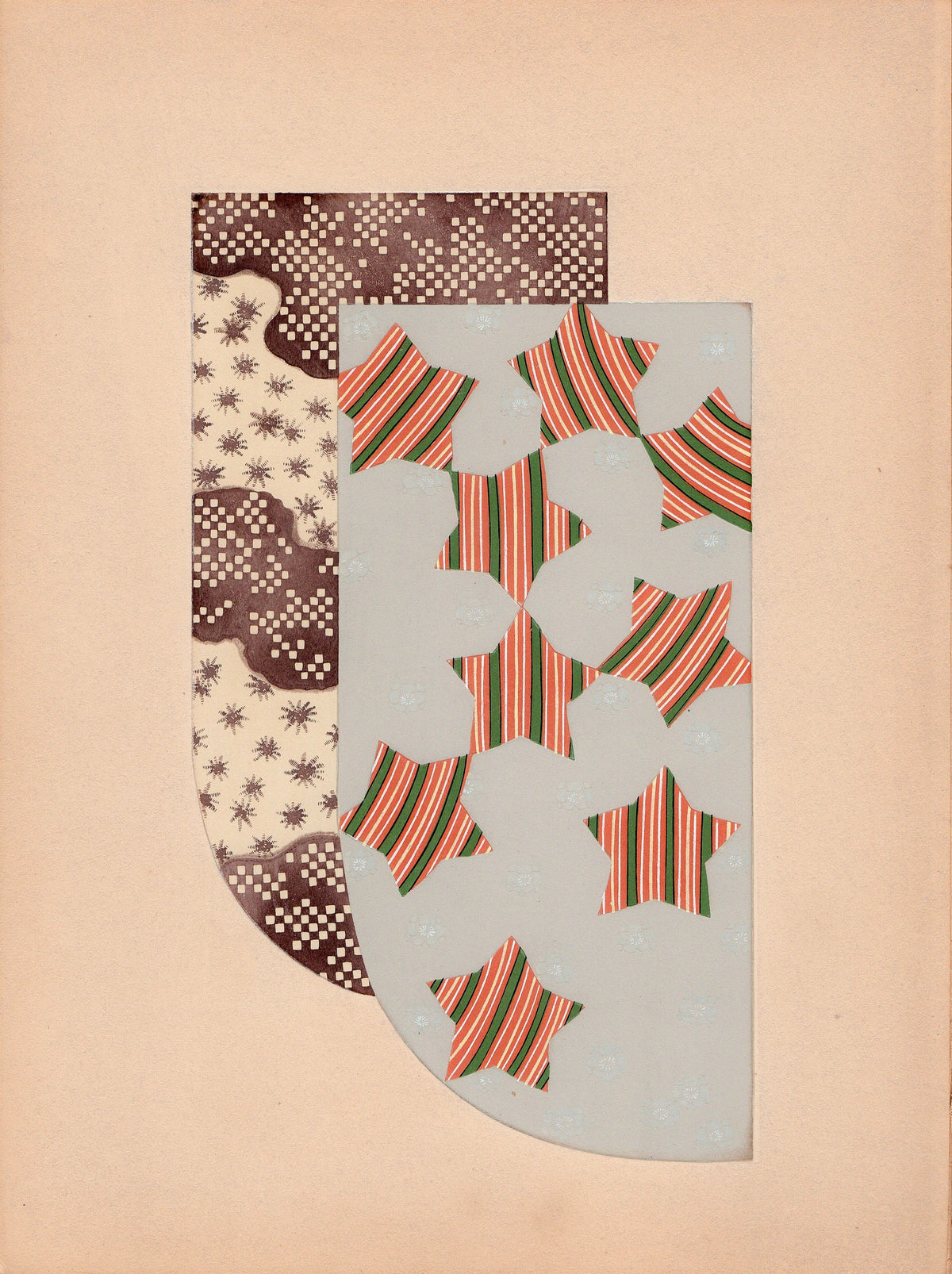 Japanese antique woodblock print, Design, 1936, Kano Shuho, Kimono Design.