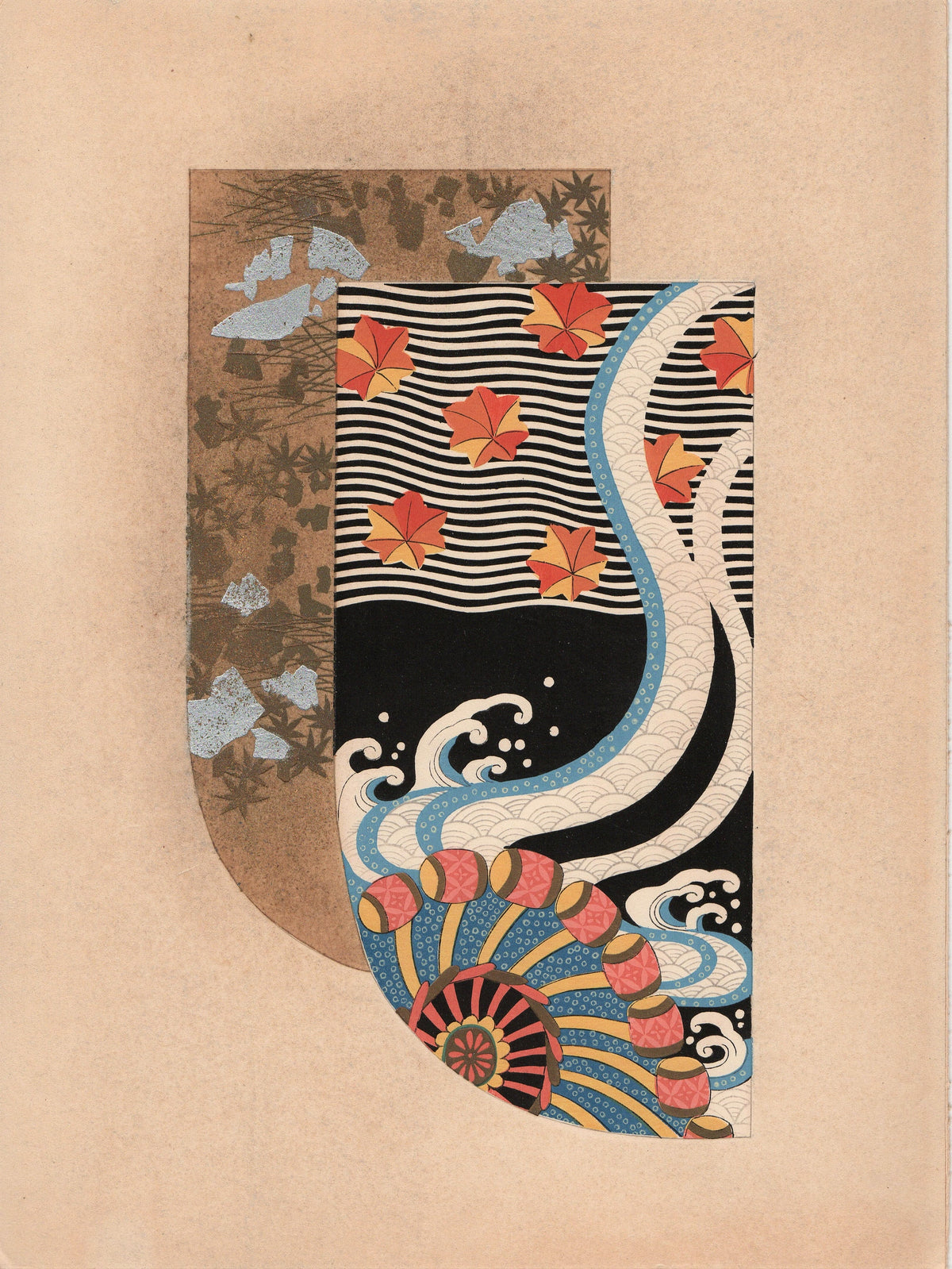 Japanese antique woodblock print, Design, 1936, Kano Shuho, Kimono Design.