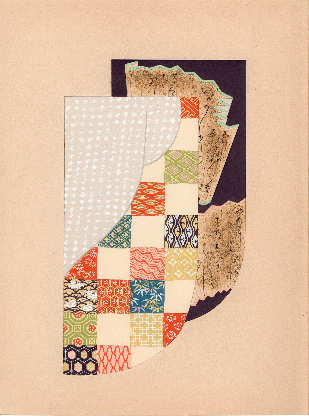 Japanese antique woodblock print, Design, 1936, Kano Shuho, Kimono Design.