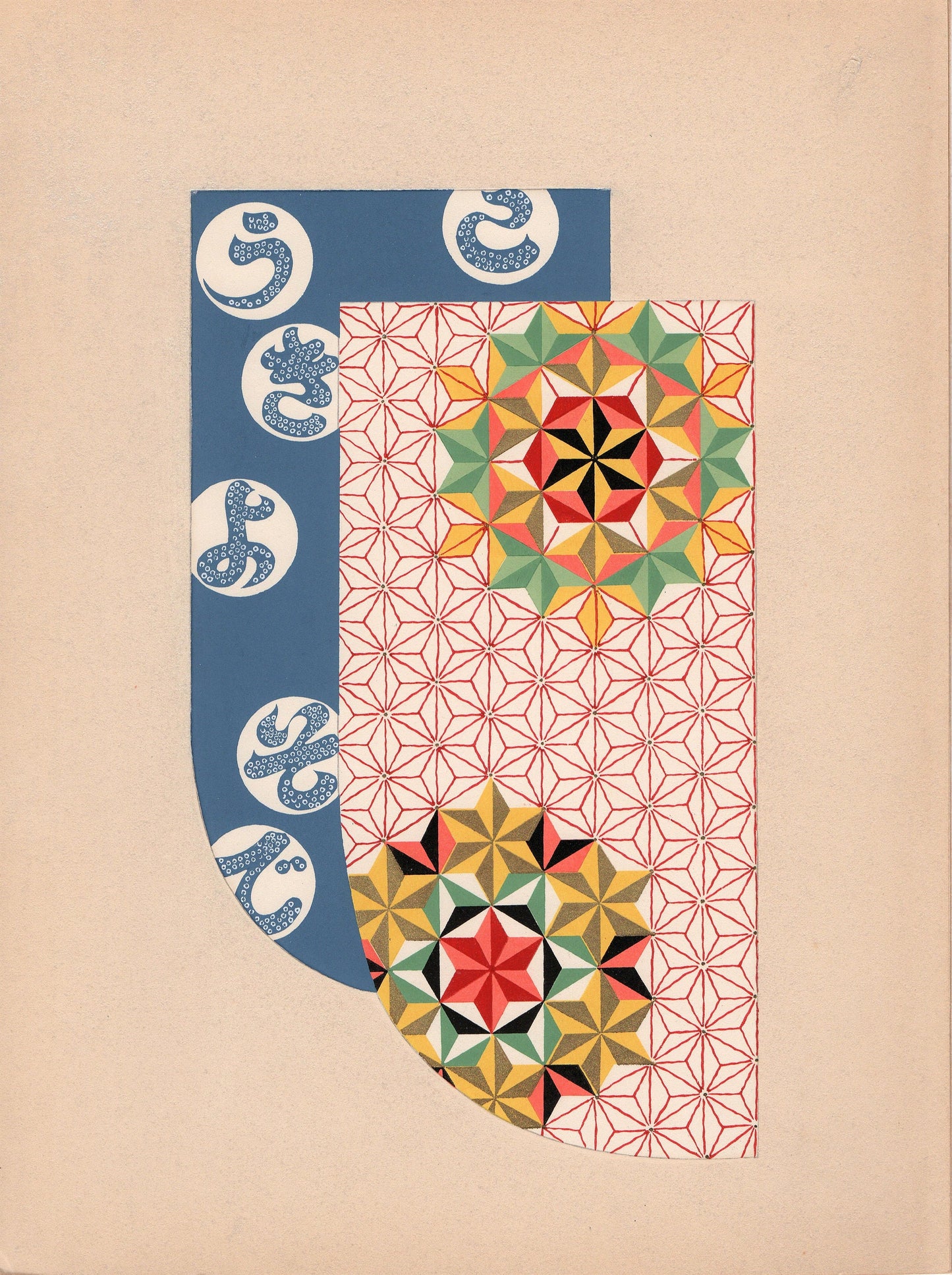 Japanese antique woodblock print, Design, 1936, Kano Shuho, Kimono Design.