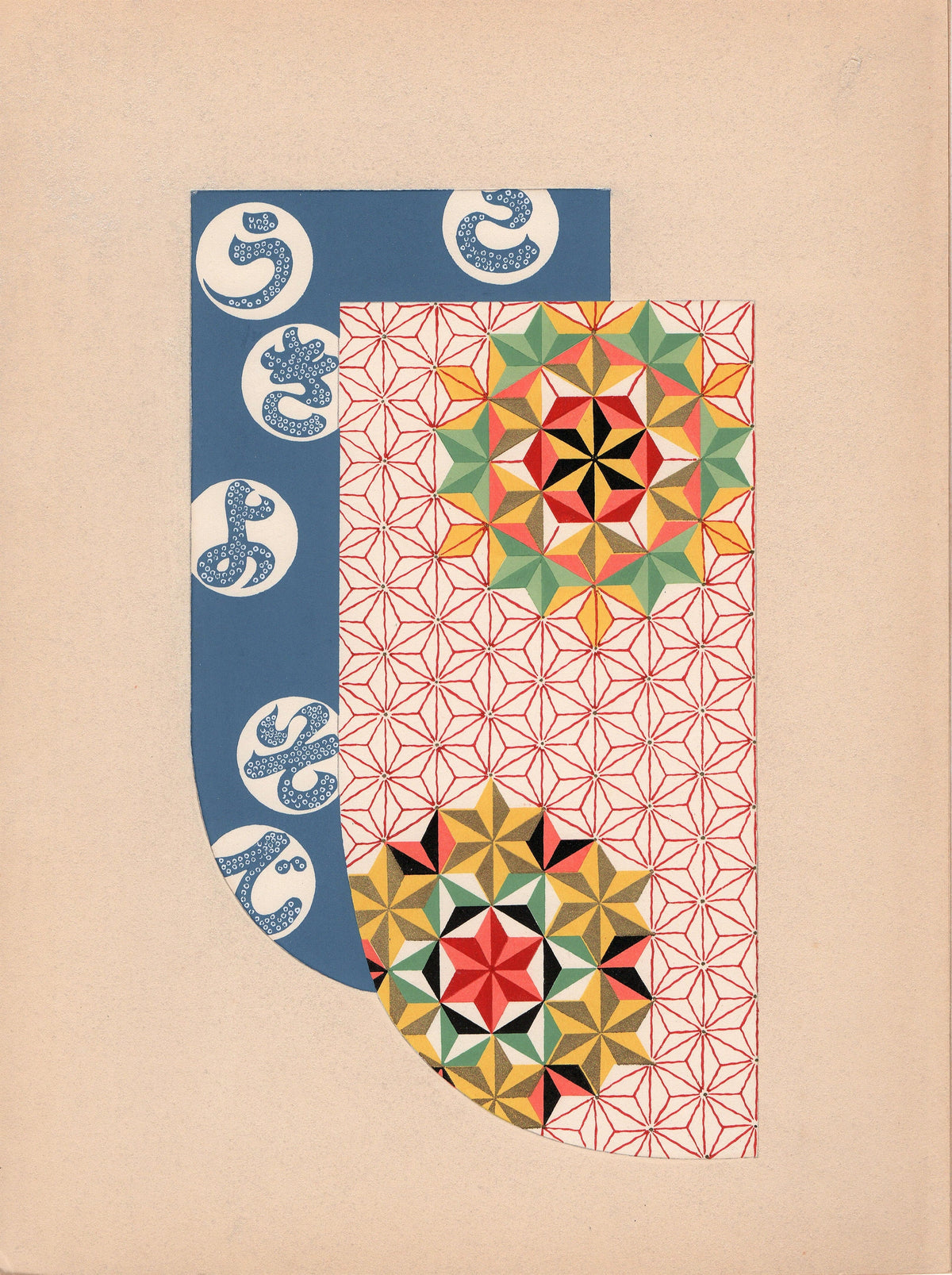 Japanese antique woodblock print, Design, 1936, Kano Shuho, Kimono Design.
