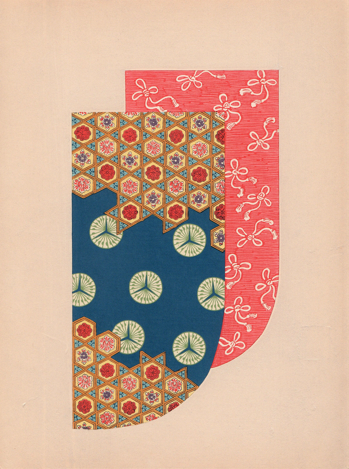 Japanese antique woodblock print, Design, 1936, Kano Shuho, Kimono Design.