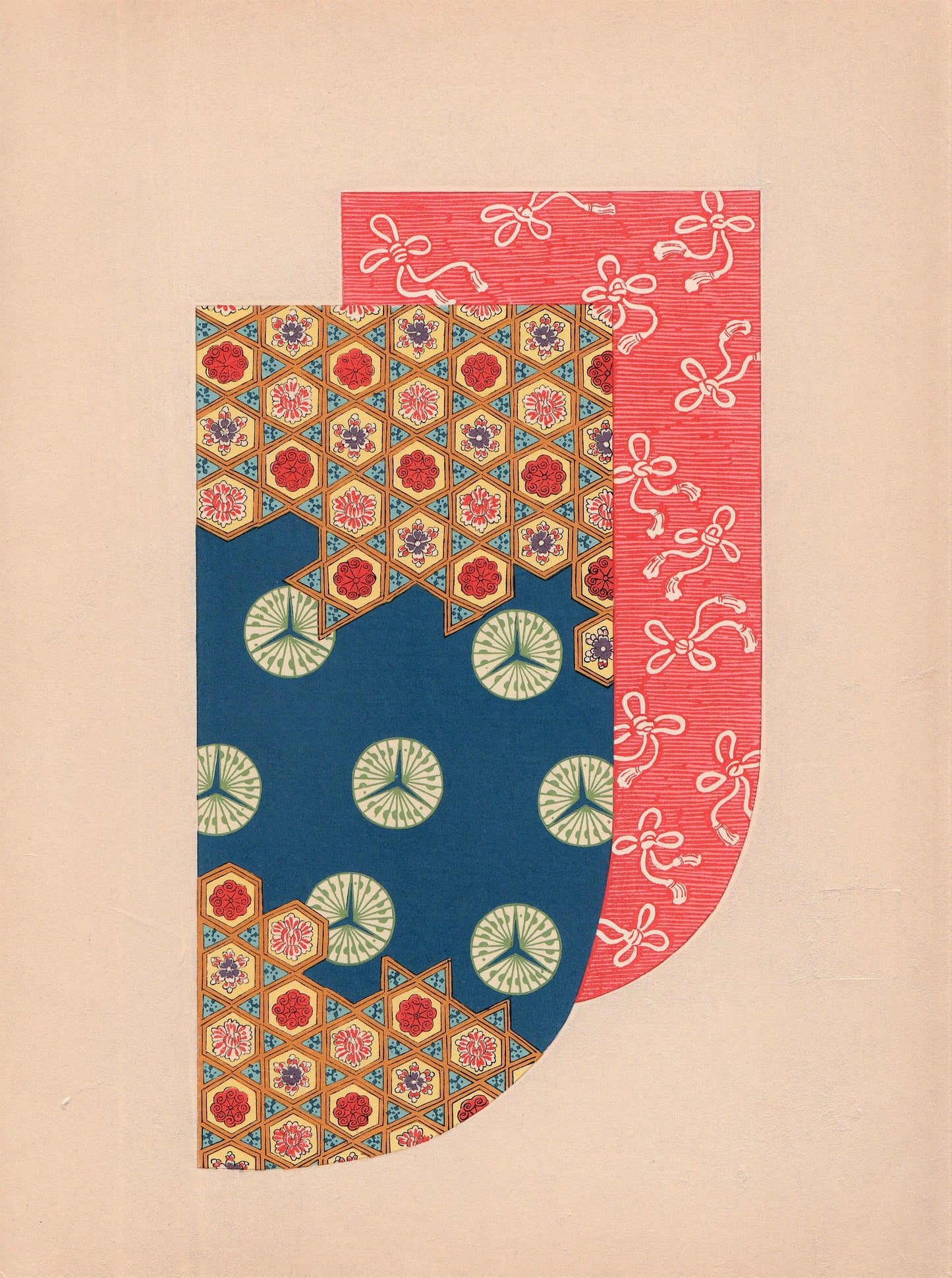 Japanese antique woodblock print, Design, 1936, Kano Shuho, Kimono Design.