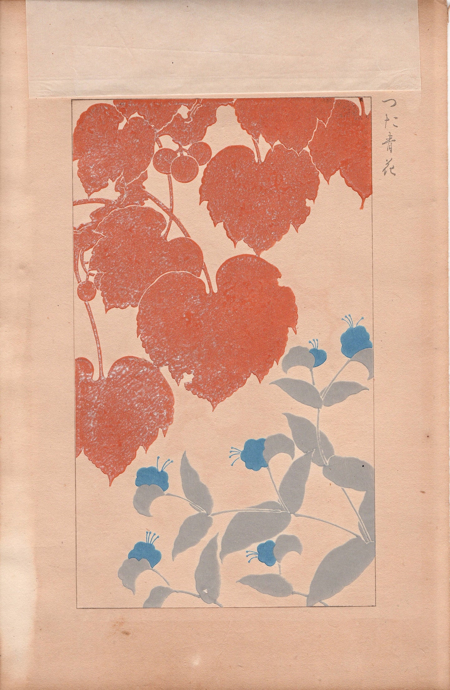 Japanese design, antique, 1932, Kawarazaki Kodo, Ivy, woodblock print.