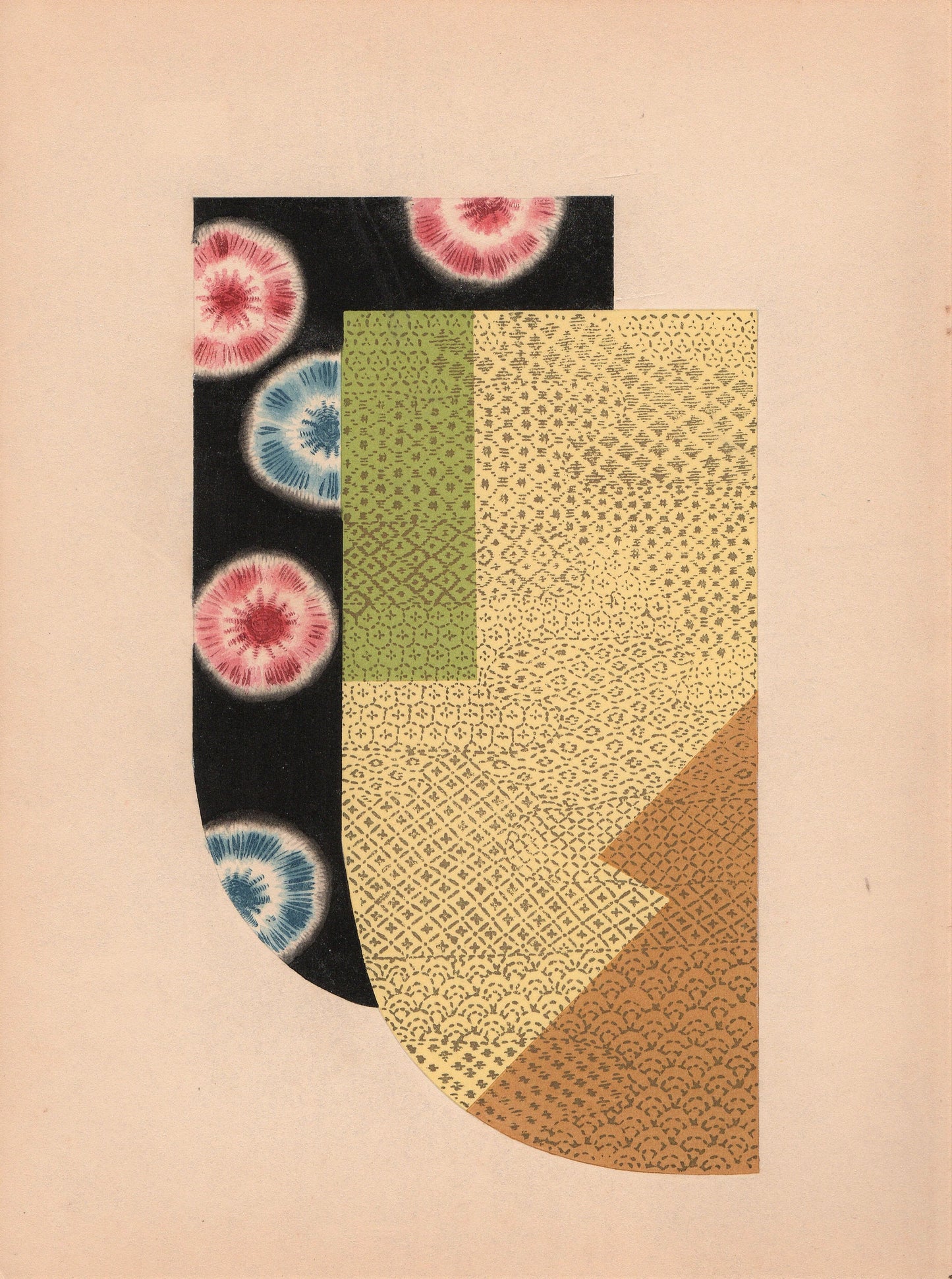 Japanese antique woodblock print, Design, 1936, Kano Shuho, Kimono Design.