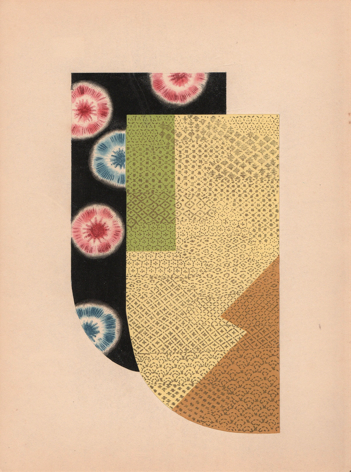 Japanese antique woodblock print, Design, 1936, Kano Shuho, Kimono Design.