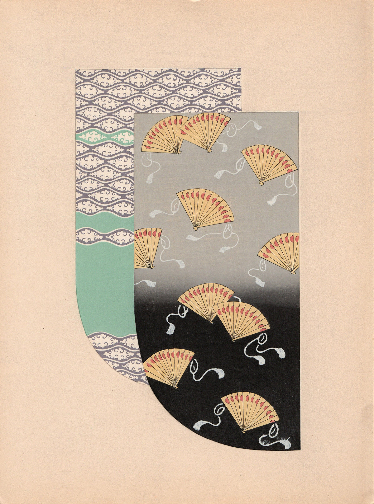 Japanese antique woodblock print, Design, 1936, Kano Shuho, Kimono Design.