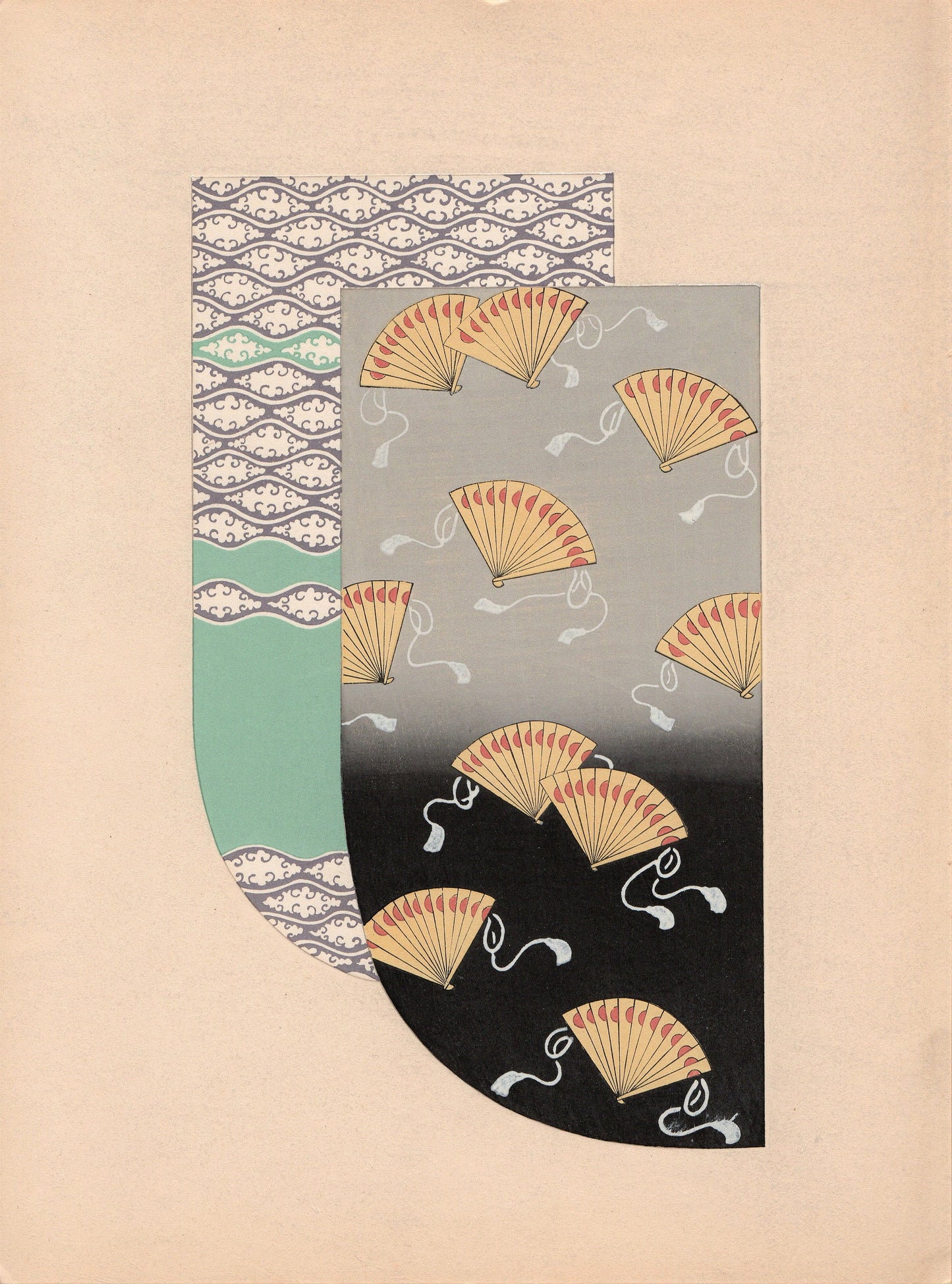 Japanese antique woodblock print, Design, 1936, Kano Shuho, Kimono Design.