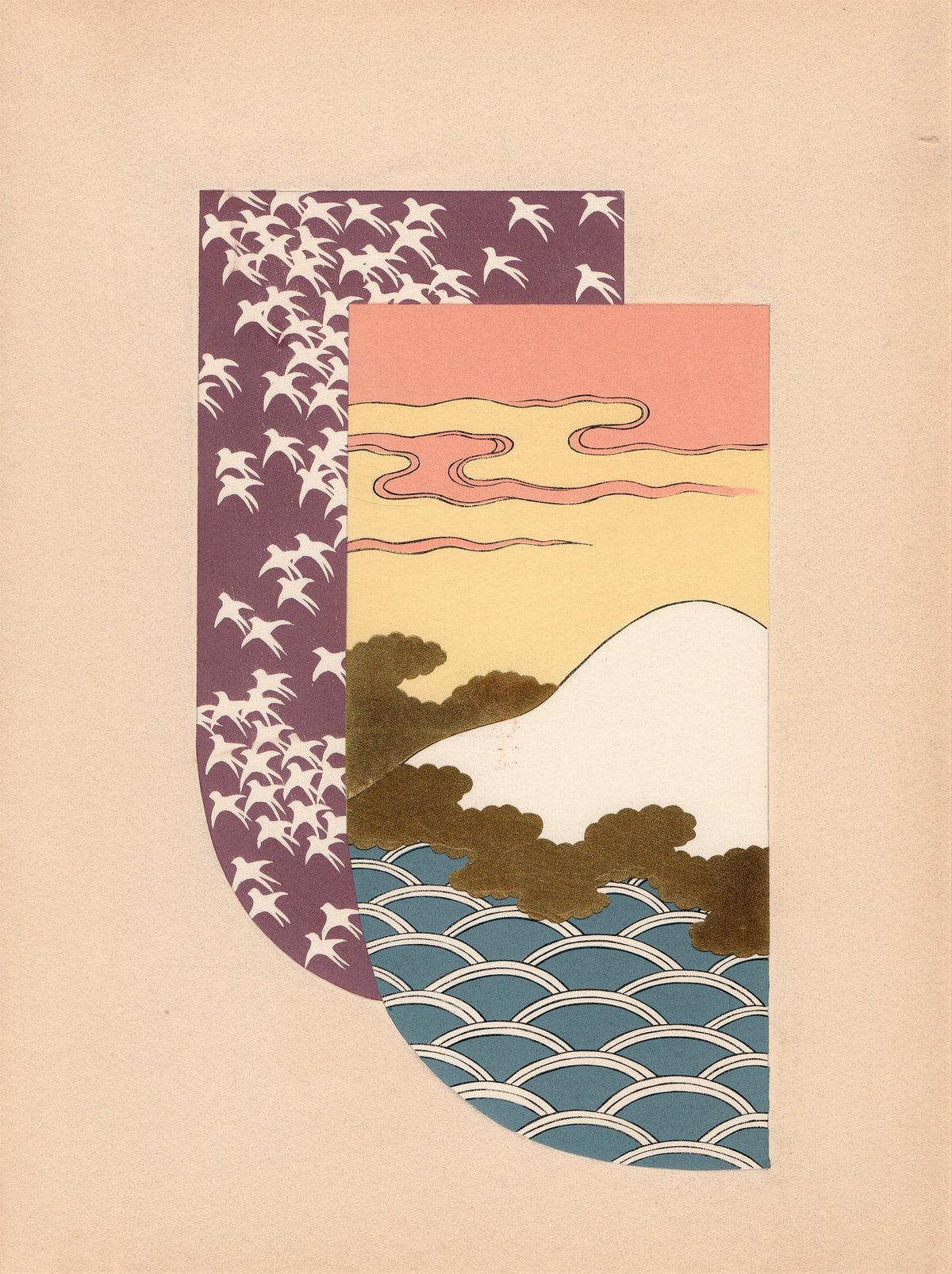 Japanese antique woodblock print, Design, 1936, Kano Shuho, Kimono Design.