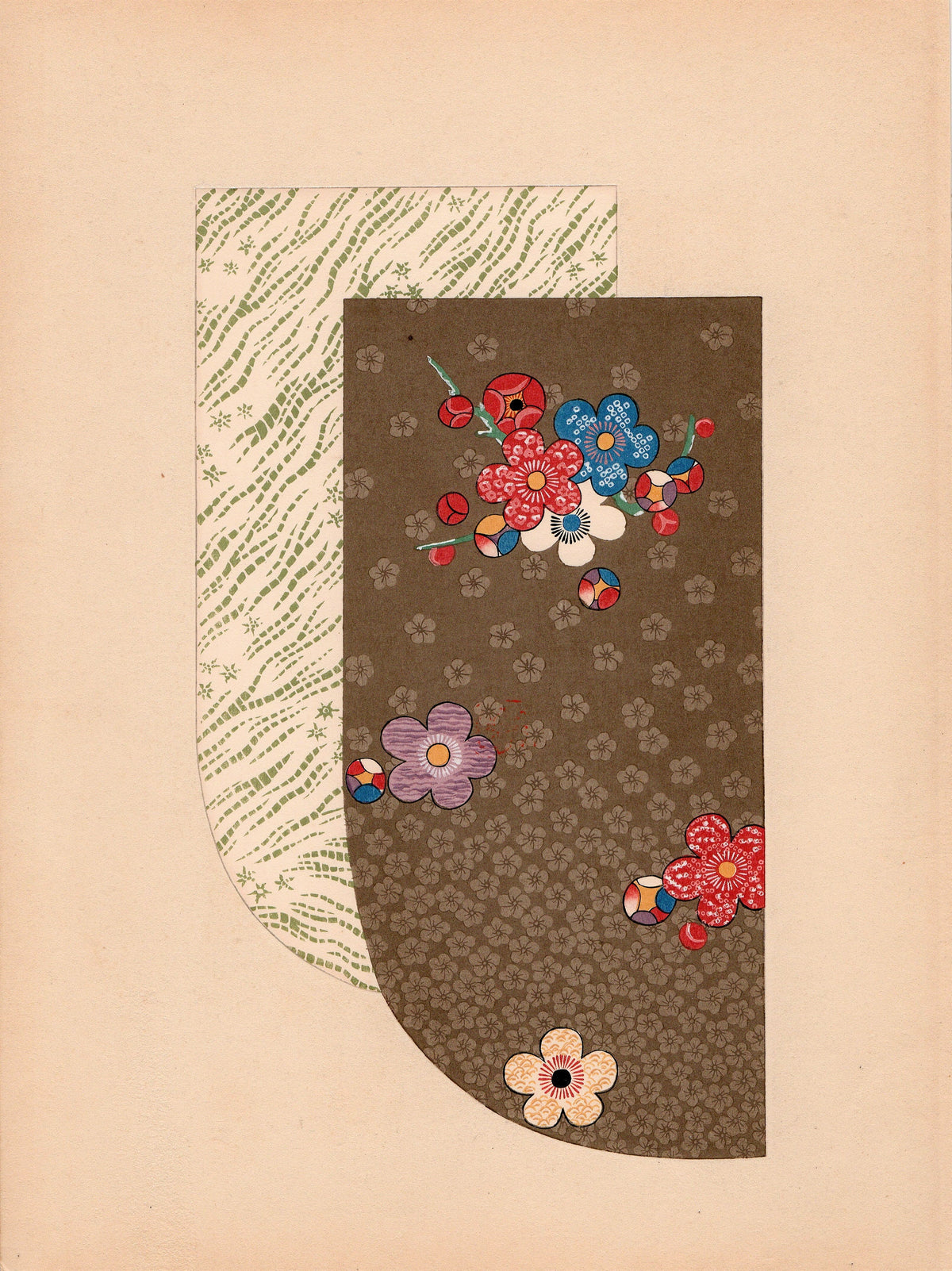 Japanese antique woodblock print, Design, 1936, Kano Shuho, Kimono Design.