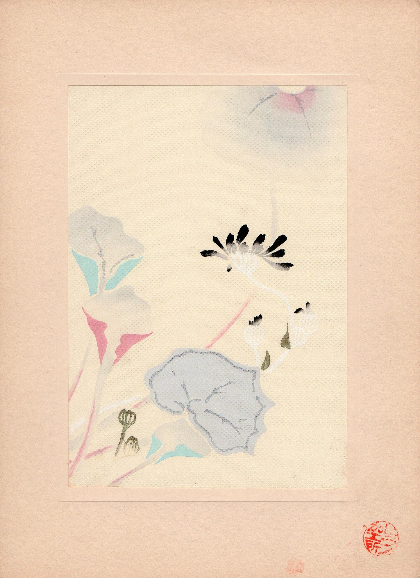 Japanese antique woodblock print, Design, 1933, Kimono Design.