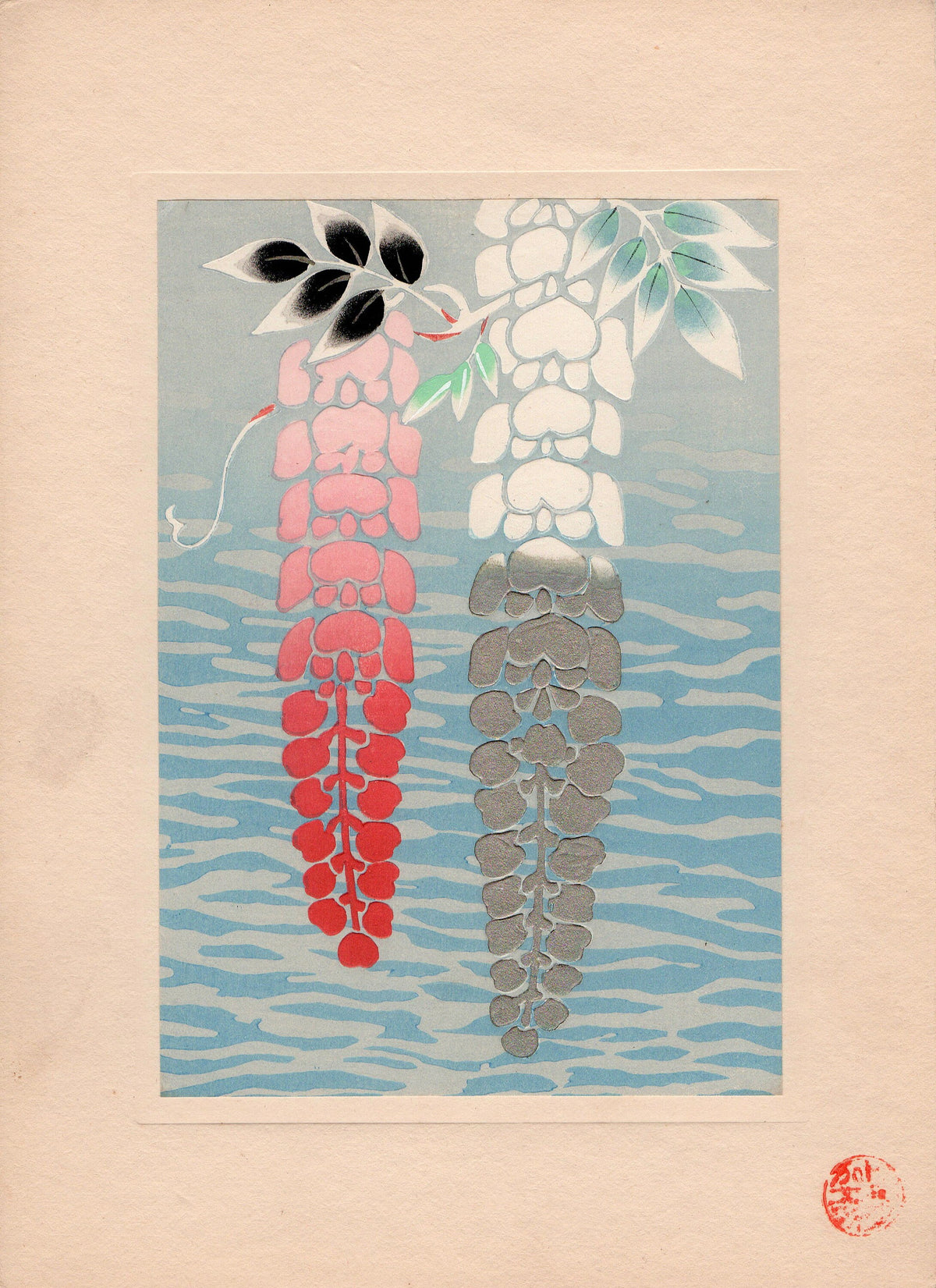Japanese antique woodblock print, Design, 1933, Kimono Design.