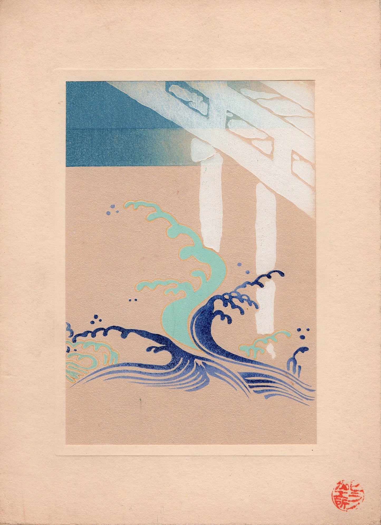 Japanese antique woodblock print, Design, 1933, Kimono Design.