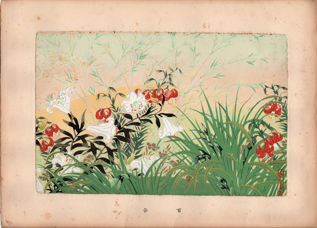 Japanese design, 1937, Shinohara Bankō, Dyeing and weaving patterns, Four Seasons Flower Painting Collection., woodcut print.