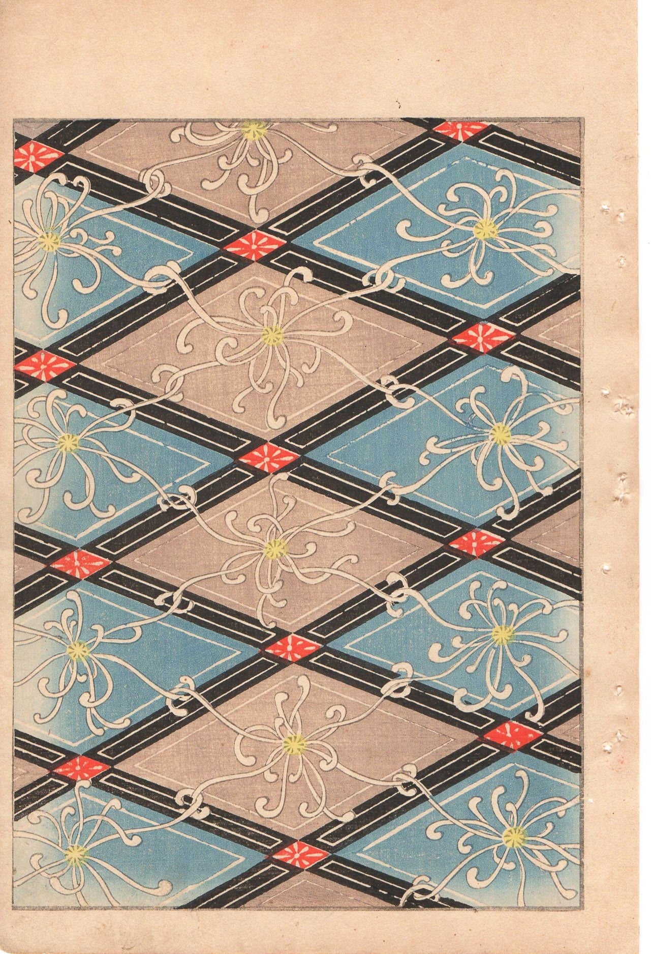Japanese Antique Original Woodcut Print, c 1900, Bijutsukai 1, Sekka, Korin