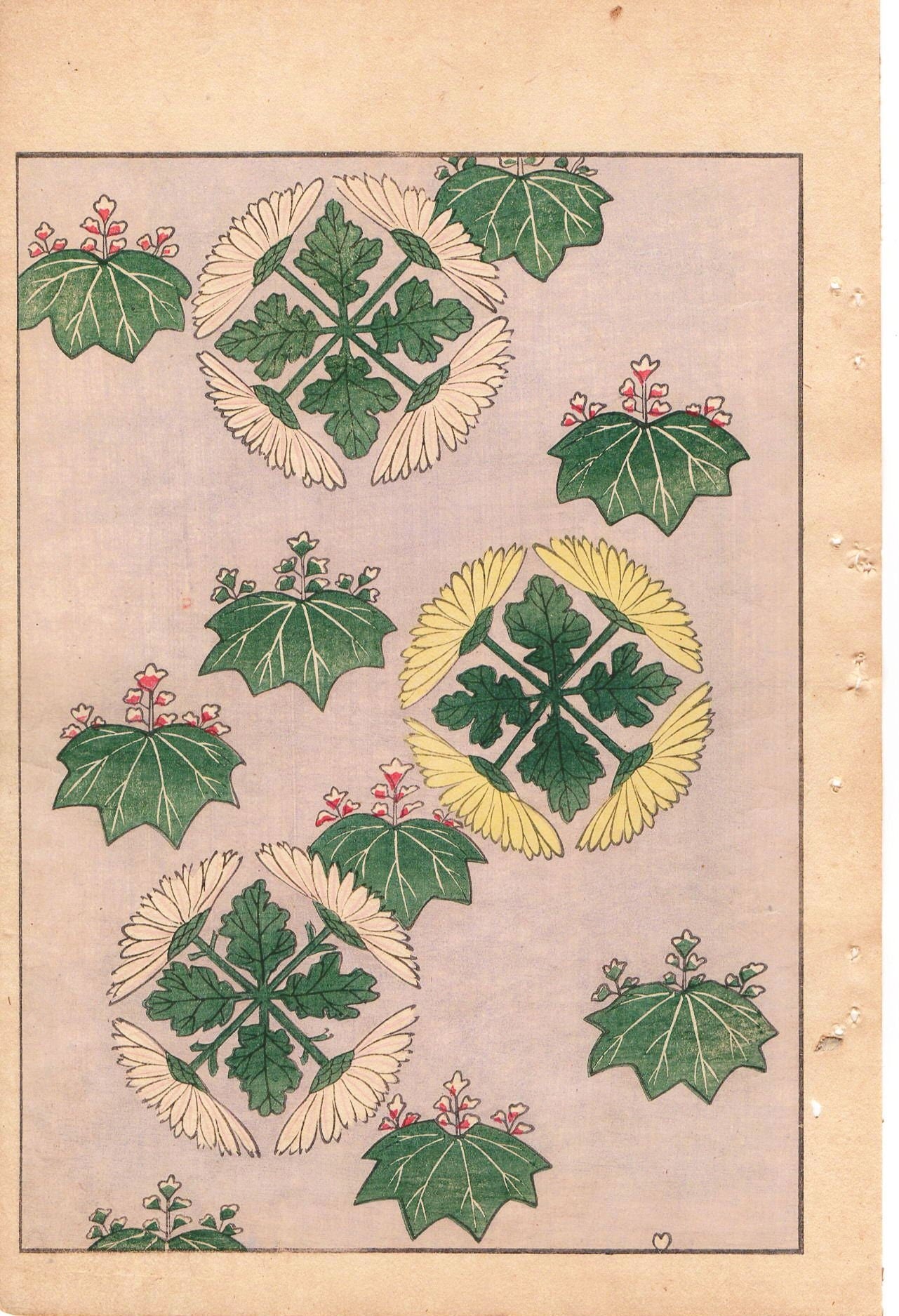 Japanese Antique Original Woodcut Print, c 1900, Bijutsukai 1, Sekka, Korin
