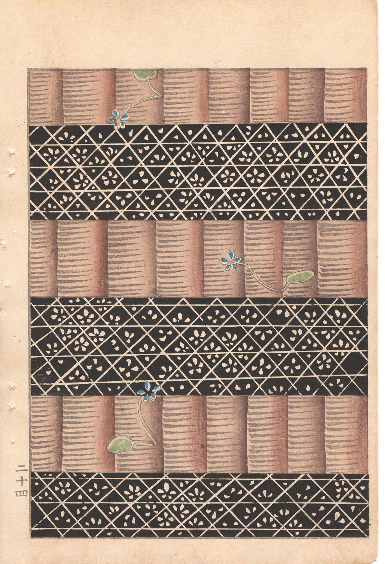 Japanese Antique Original Woodcut Print, c 1900, Bijutsukai 1, Sekka, Korin