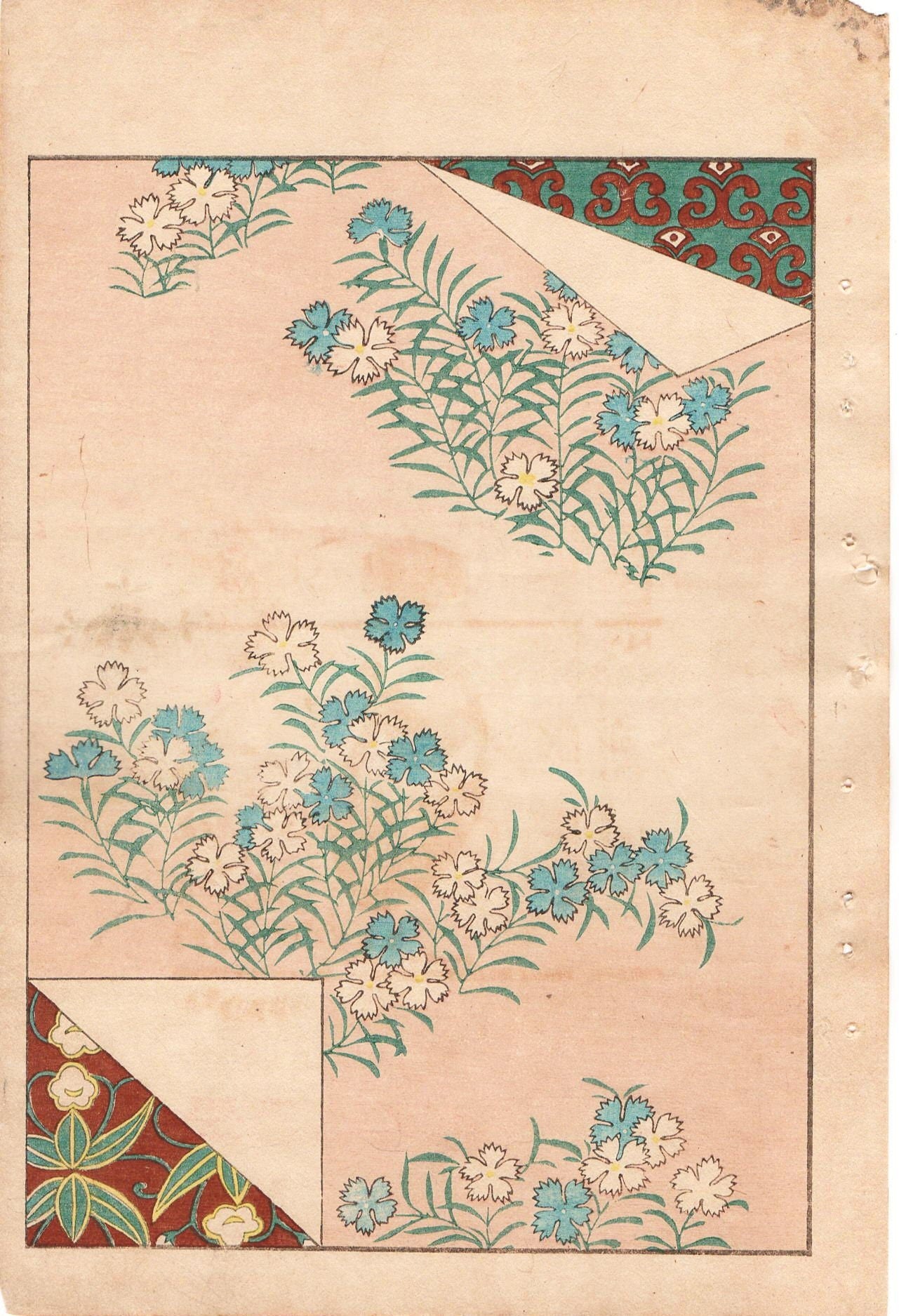 Japanese Antique Original Woodcut Print, c 1900, Bijutsukai 1, Sekka, Korin