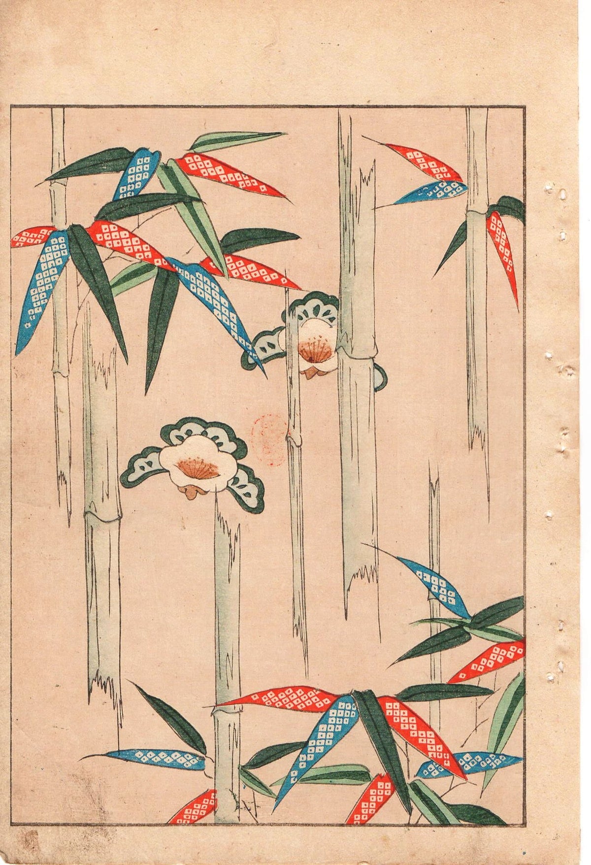 Japanese Antique Original Woodcut Print, c 1900, Bijutsukai 1, Sekka, Korin