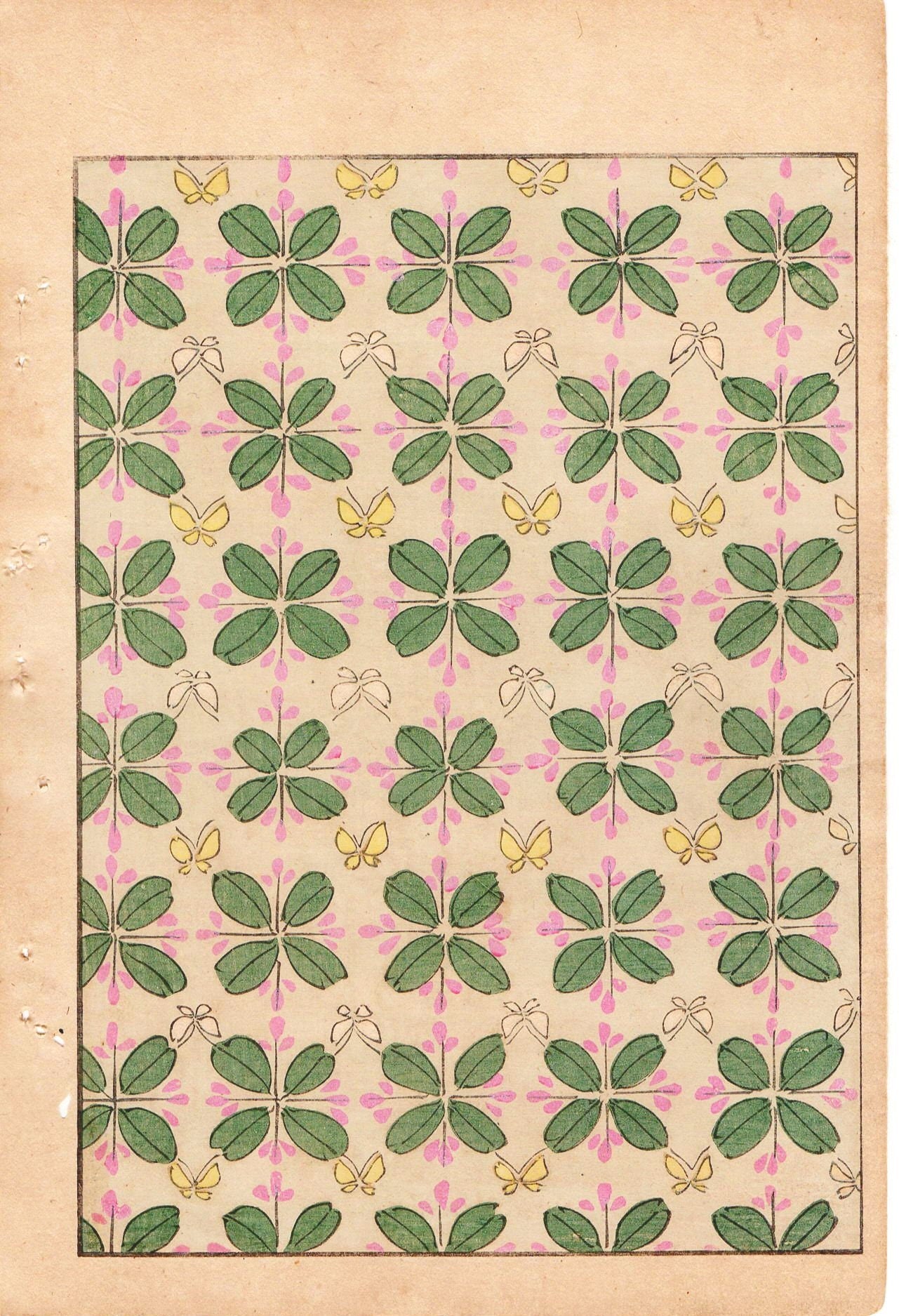 Japanese Antique Original Woodcut Print, Japanese design, Around 1900, Bijutsukai 1, Antique Japanese print, Kimono Design.