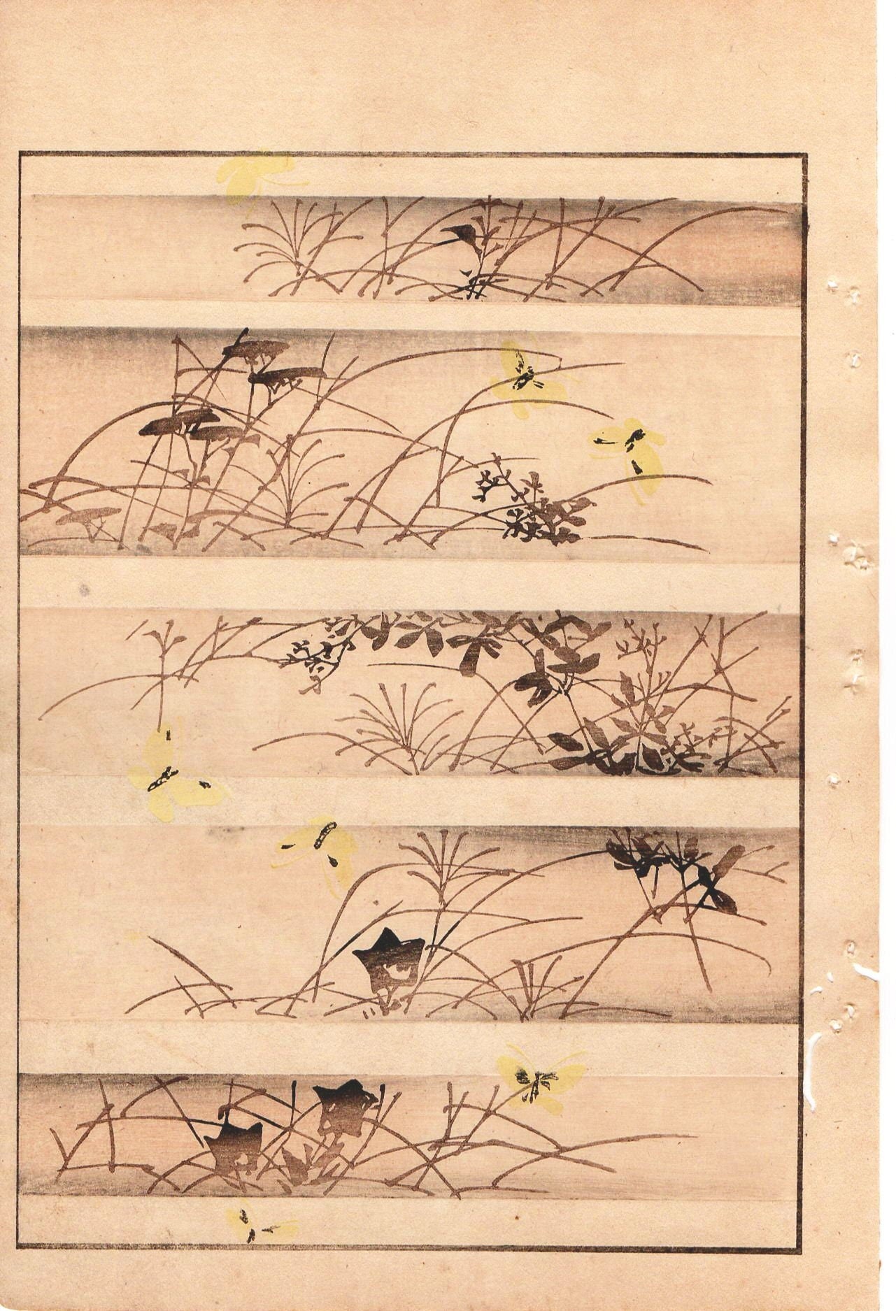 Japanese Antique Original Woodcut Print, c 1900, Bijutsukai 1, Sekka, Korin