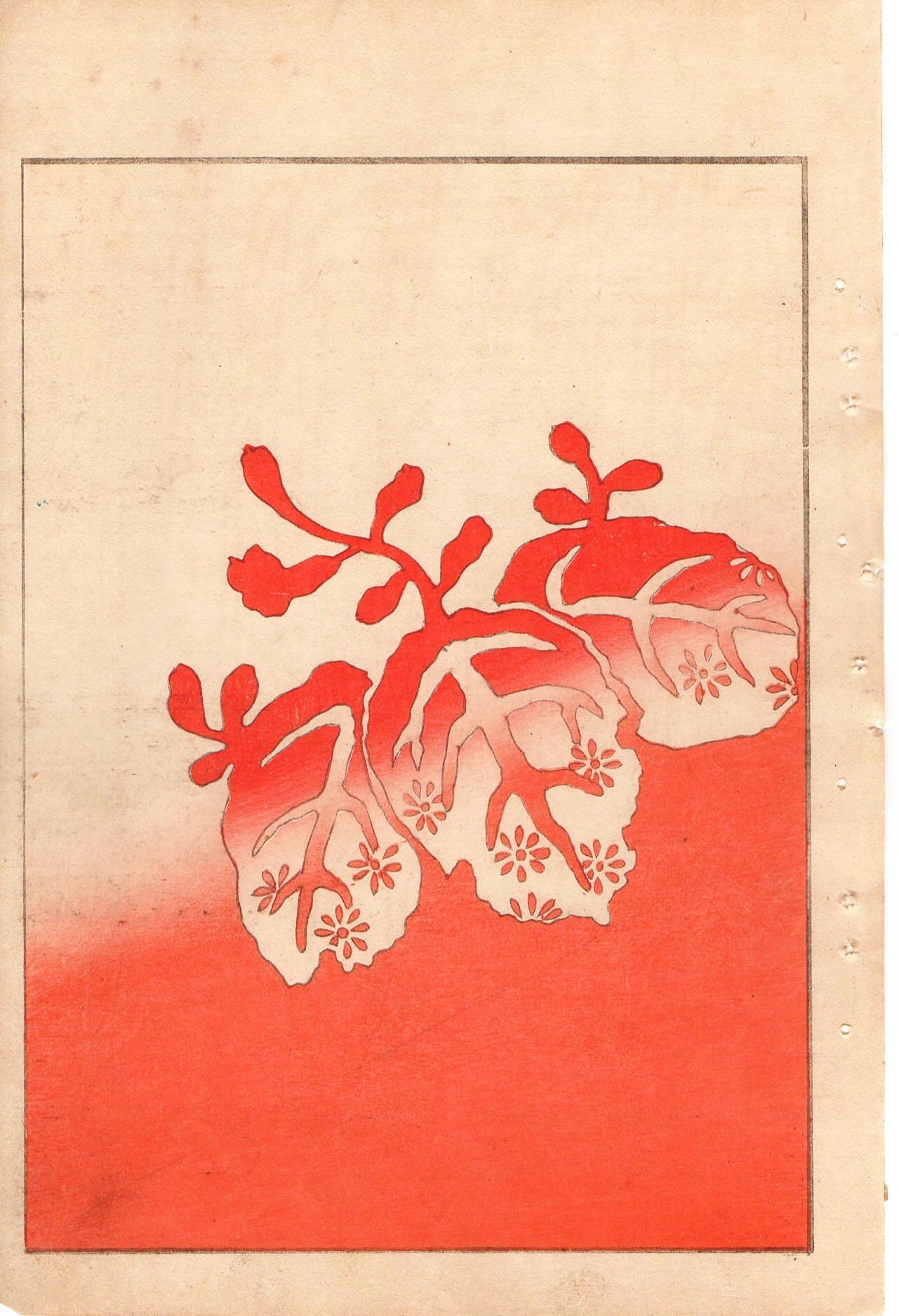 Japanese Antique Original Woodcut Print, c 1900, Bijutsukai 1, Sekka, Korin