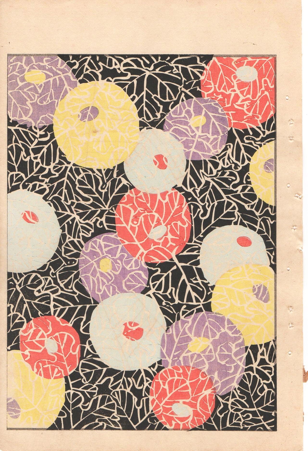 Japanese Antique Original Woodcut Print, c 1900, Bijutsukai 1, Sekka, Korin
