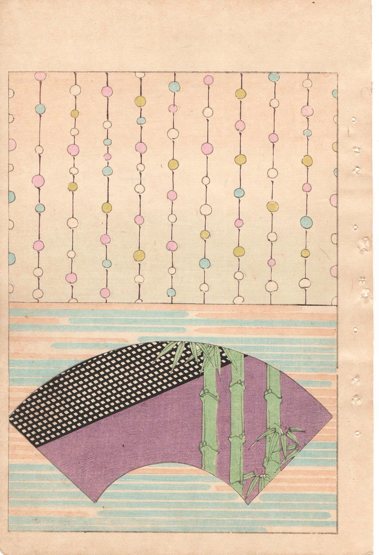 Japanese Antique Original Woodcut Print, c 1900, Bijutsukai 1, Sekka, Korin