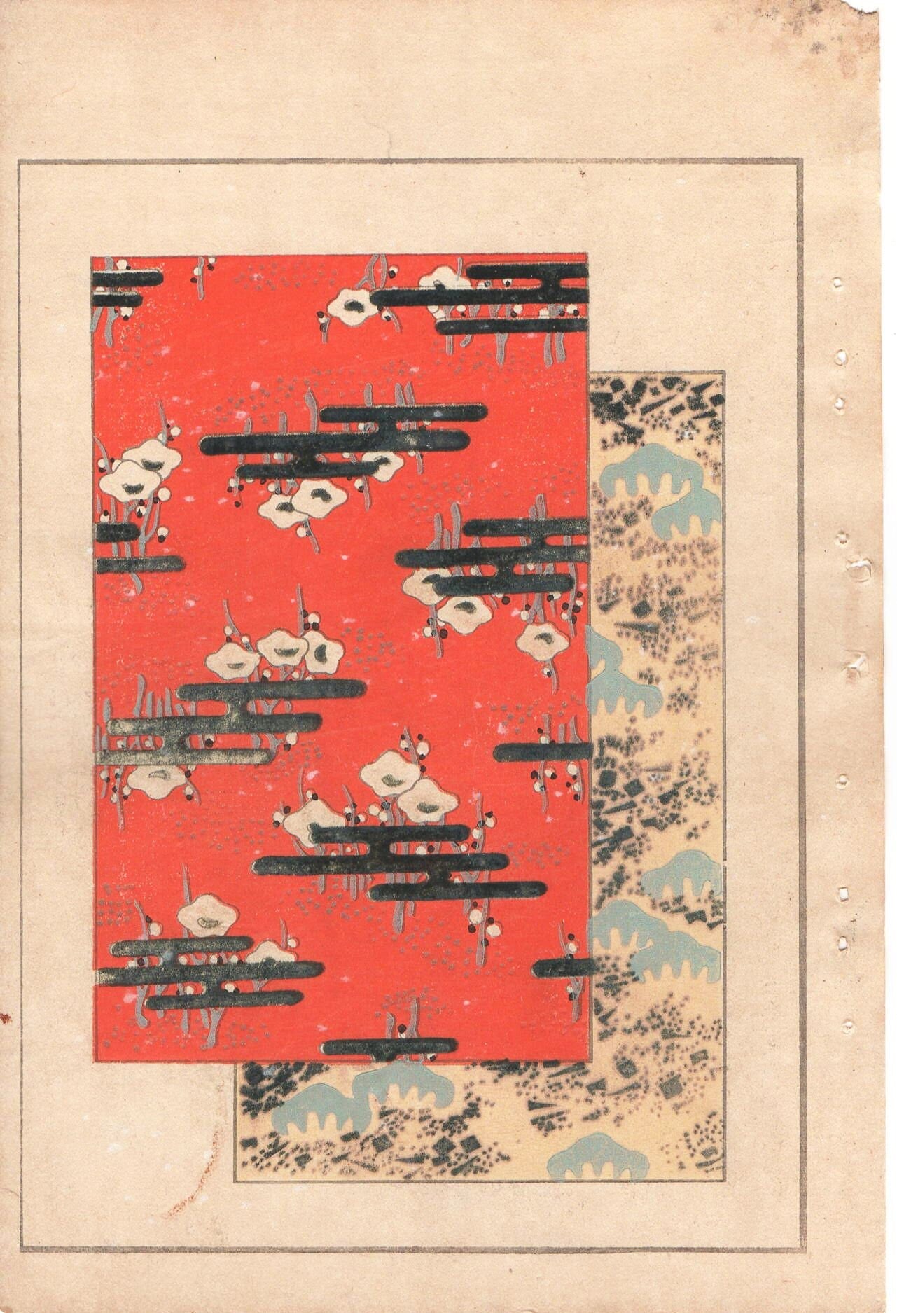 Japanese Antique Original Woodcut Print, c 1900, Bijutsukai 1, Sekka, Korin