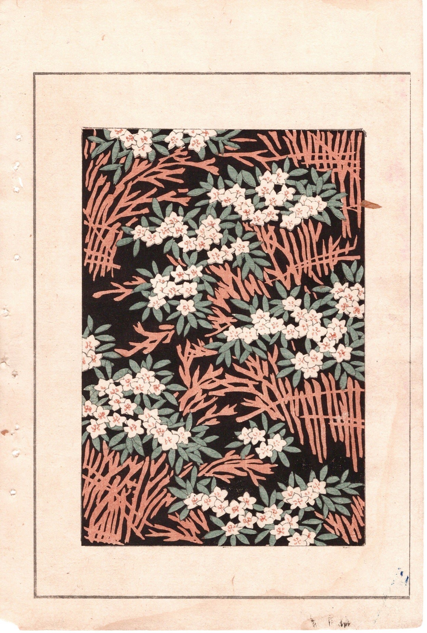 Japanese Antique Original Woodcut Print, Japanese design, Around 1900, Bijutsukai 2, Antique Japanese print, Kimono Design.