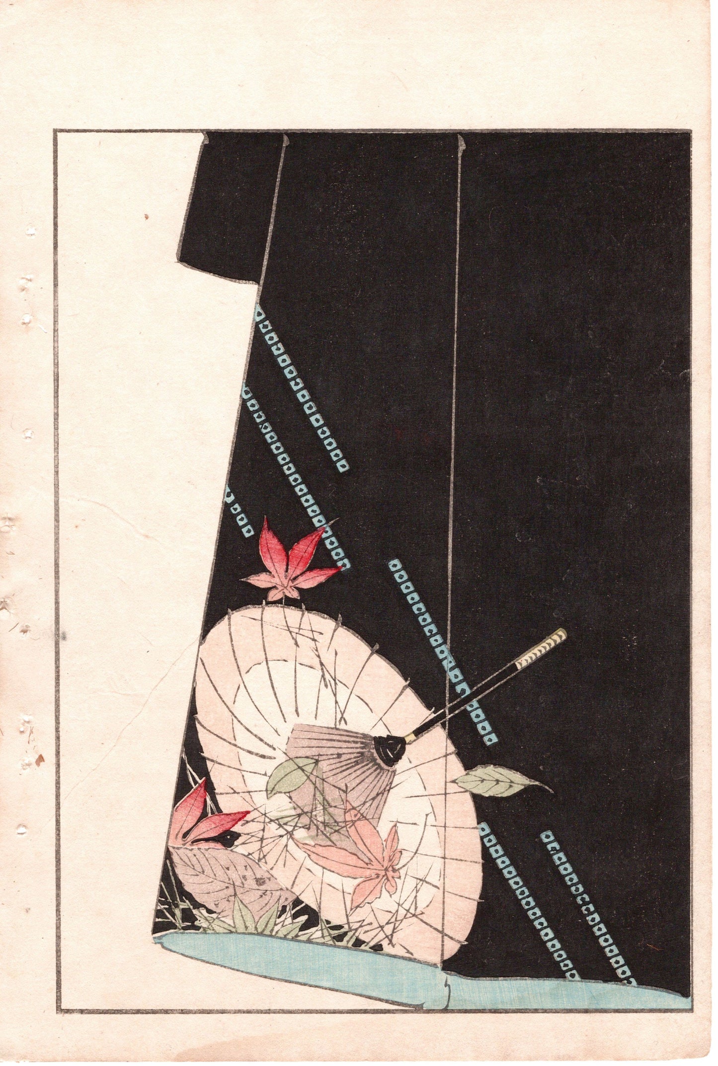 Japanese Antique Original Woodcut Print, c 1900, Bijutsukai 2, Sekka, Korin