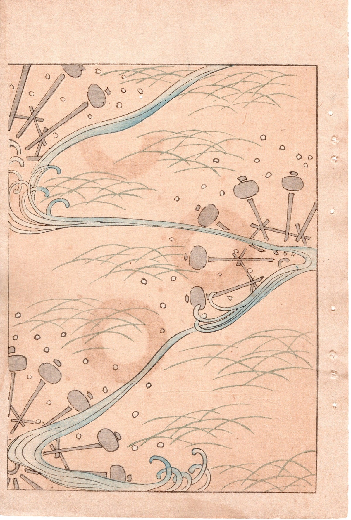 Japanese Antique Original Woodcut Print, c 1900, Bijutsukai 2, Sekka, Korin