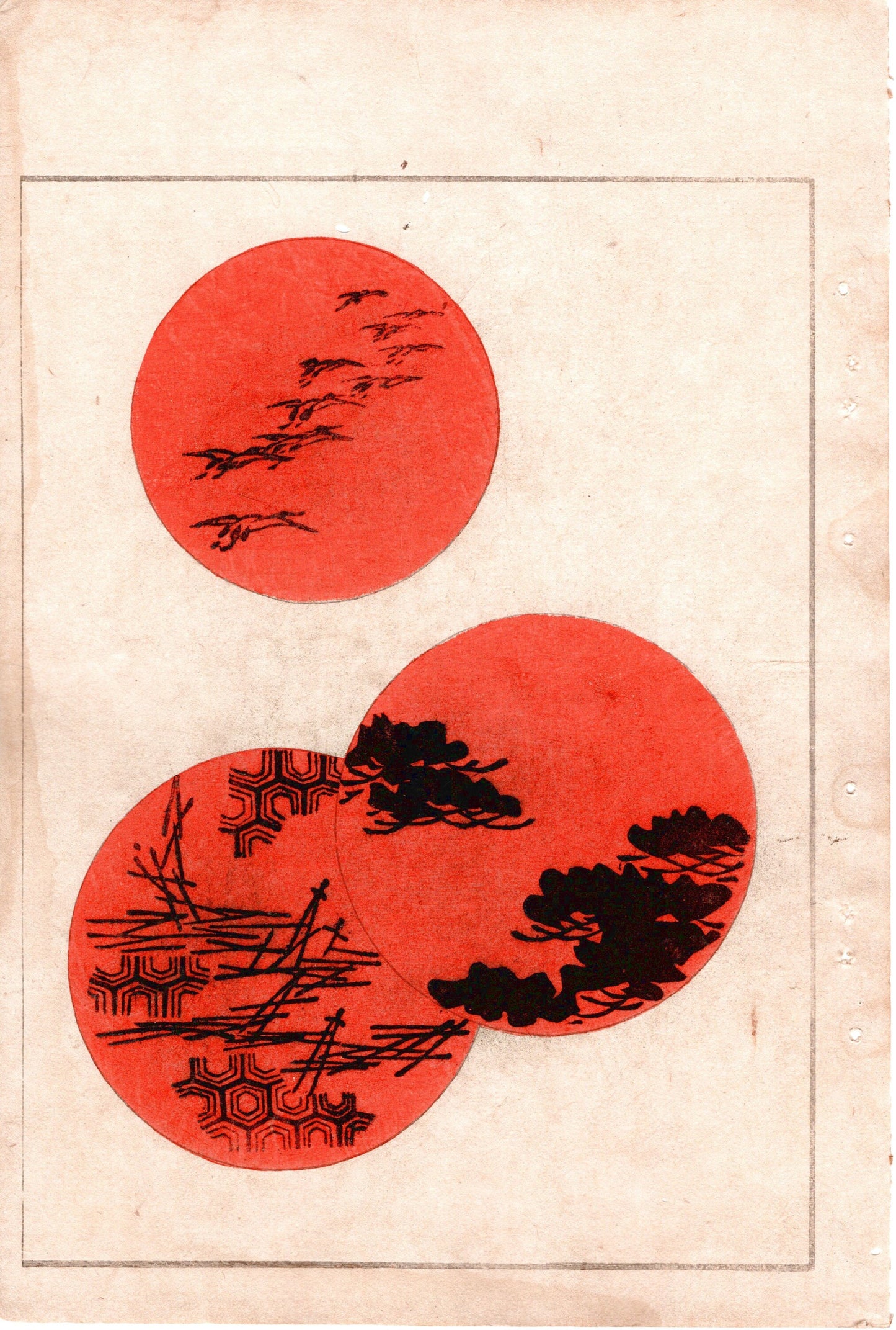 Japanese Antique Original Woodcut Print, c 1900, Bijutsukai 2, Sekka, Korin